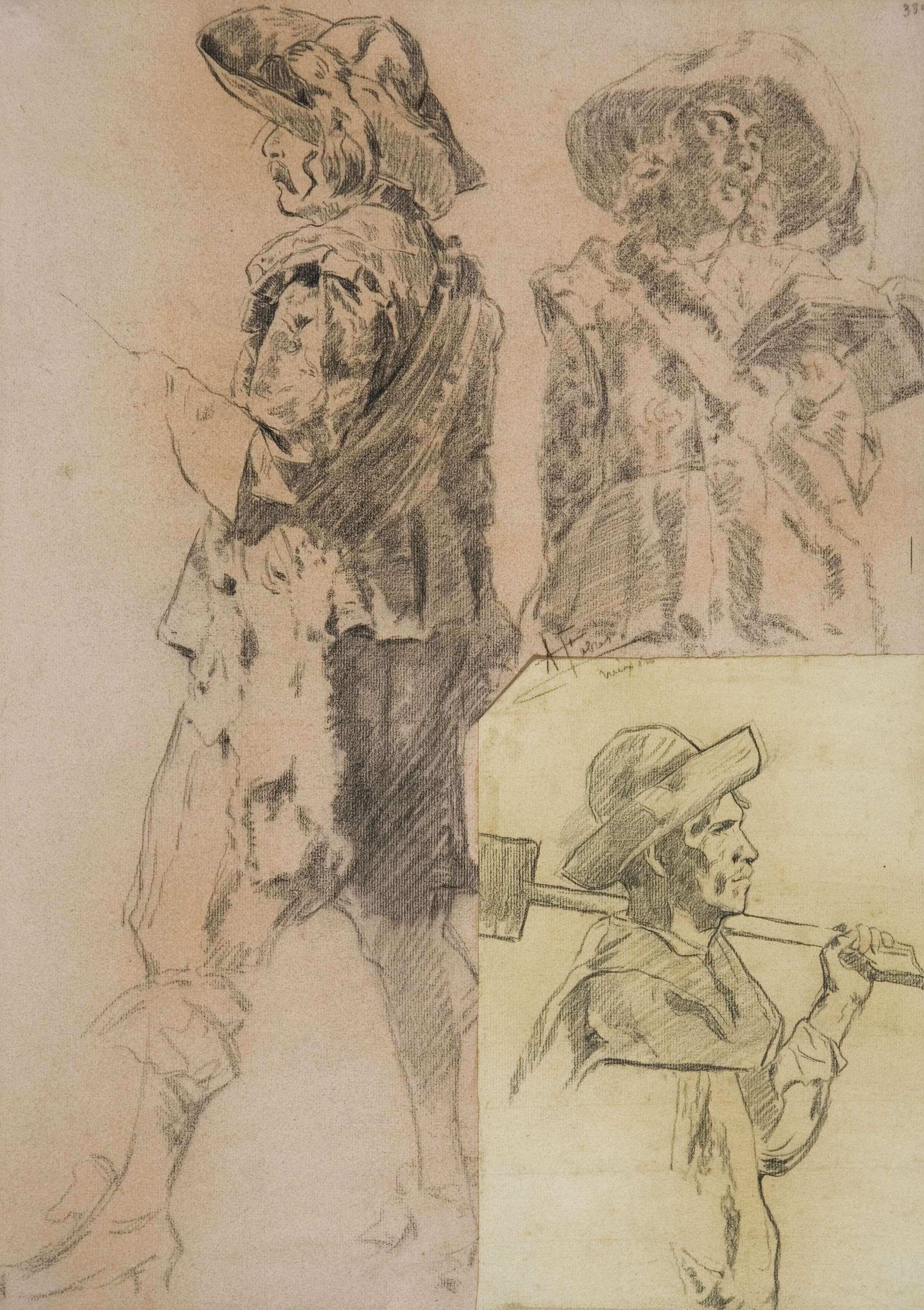 image for: Antoni Fabrés - Estudis de soldat del segle XVII i camperol mexicà - Cap a 1902-1903