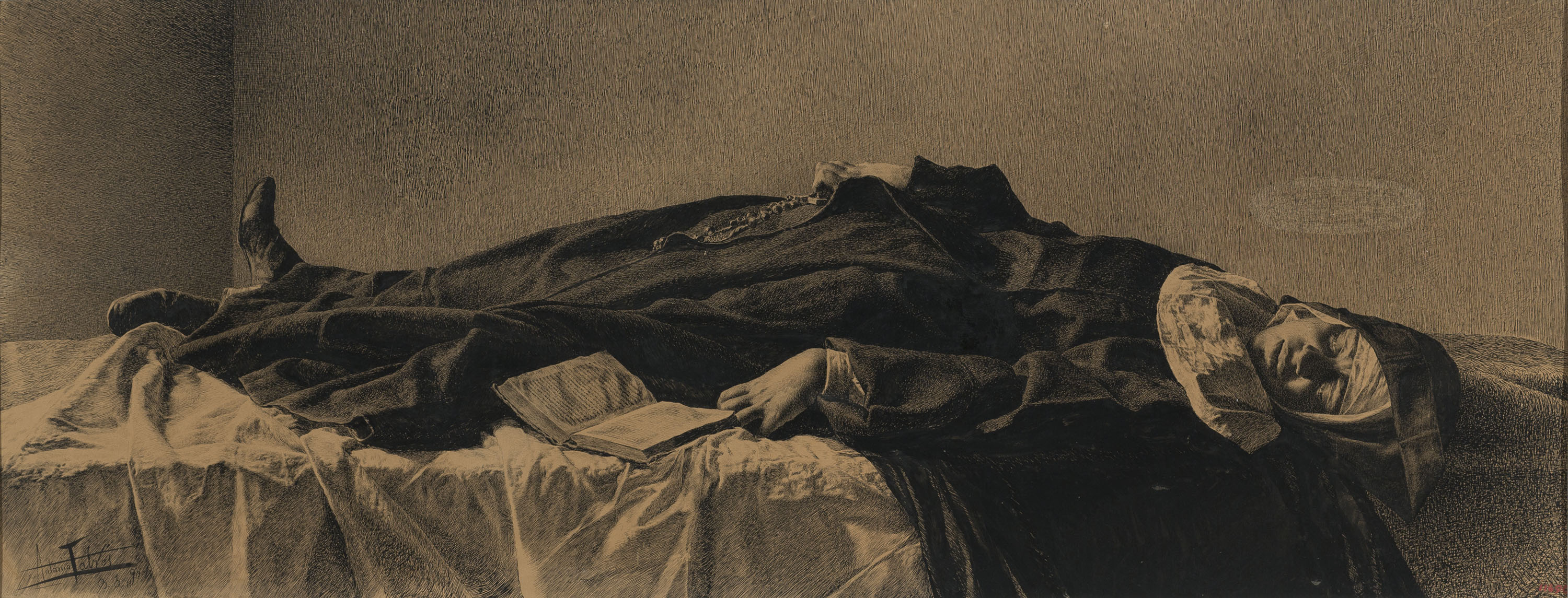 image for: Antoni Fabrés - La mort de la monja - 1890