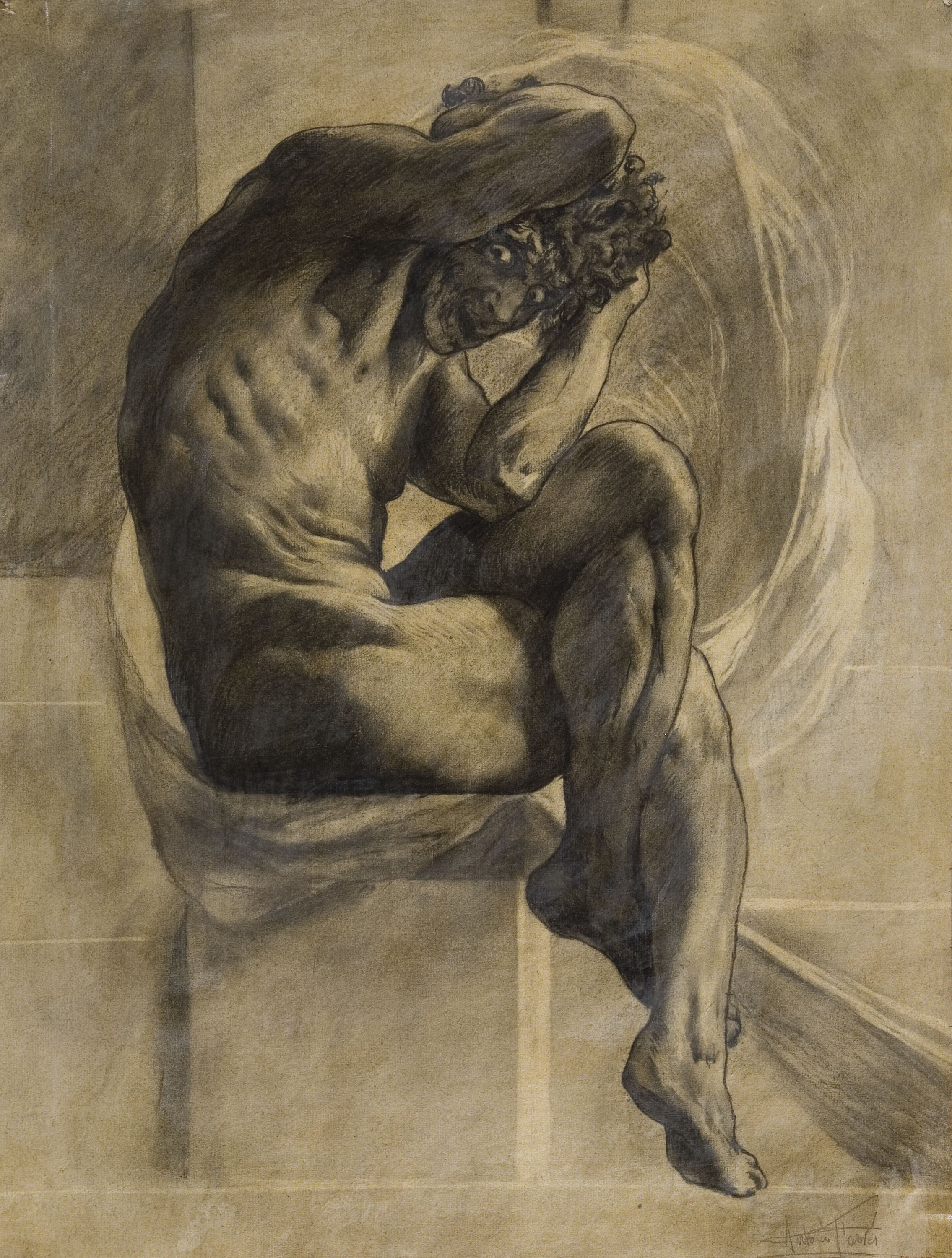 image for: Antoni Fabrés - Estudi per al dibuix «Terror» - Cap a 1908-1910