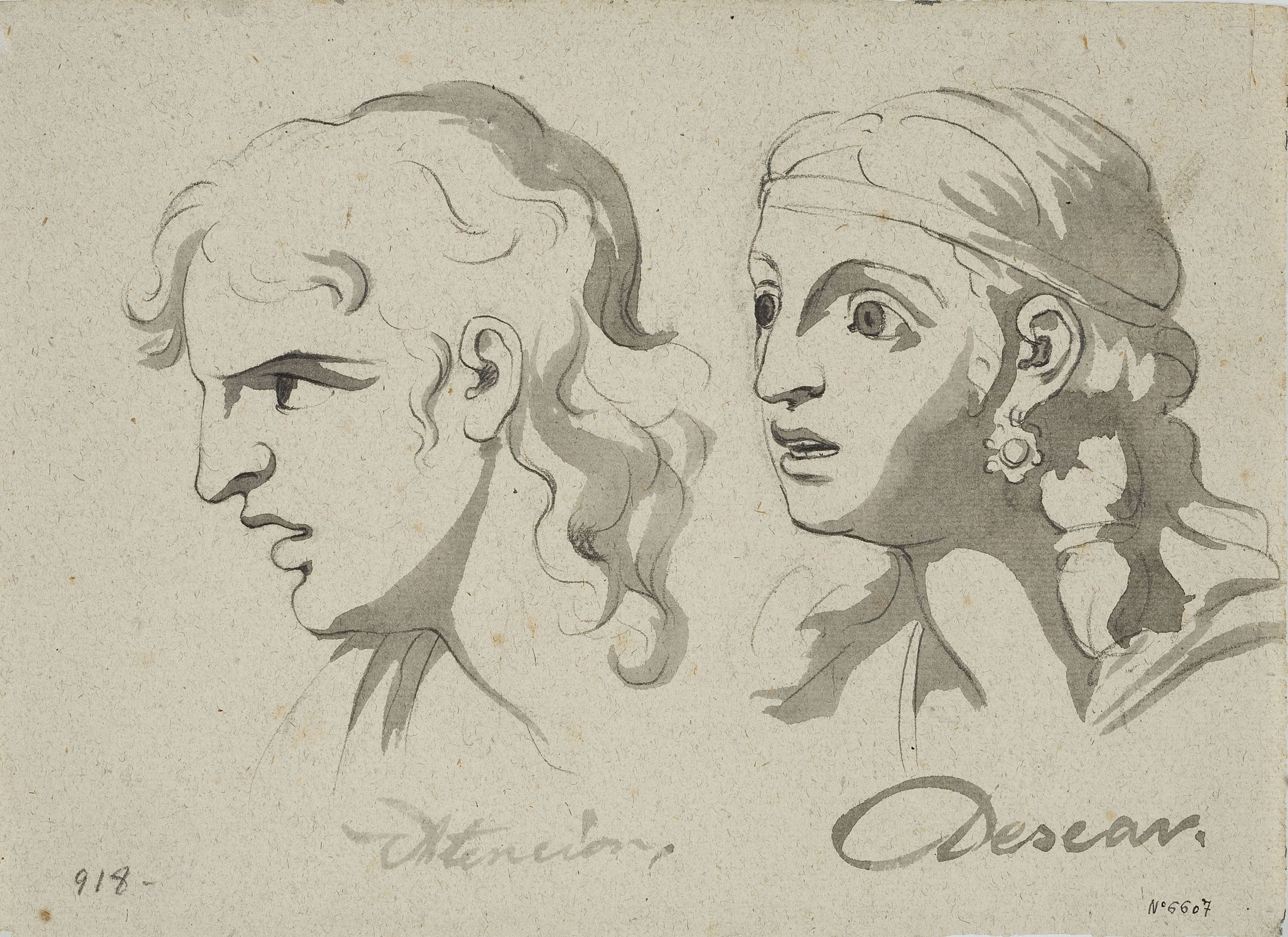 image for: Vicente Rodes - Estudi de dos caps romans - Cap a 1834-1840