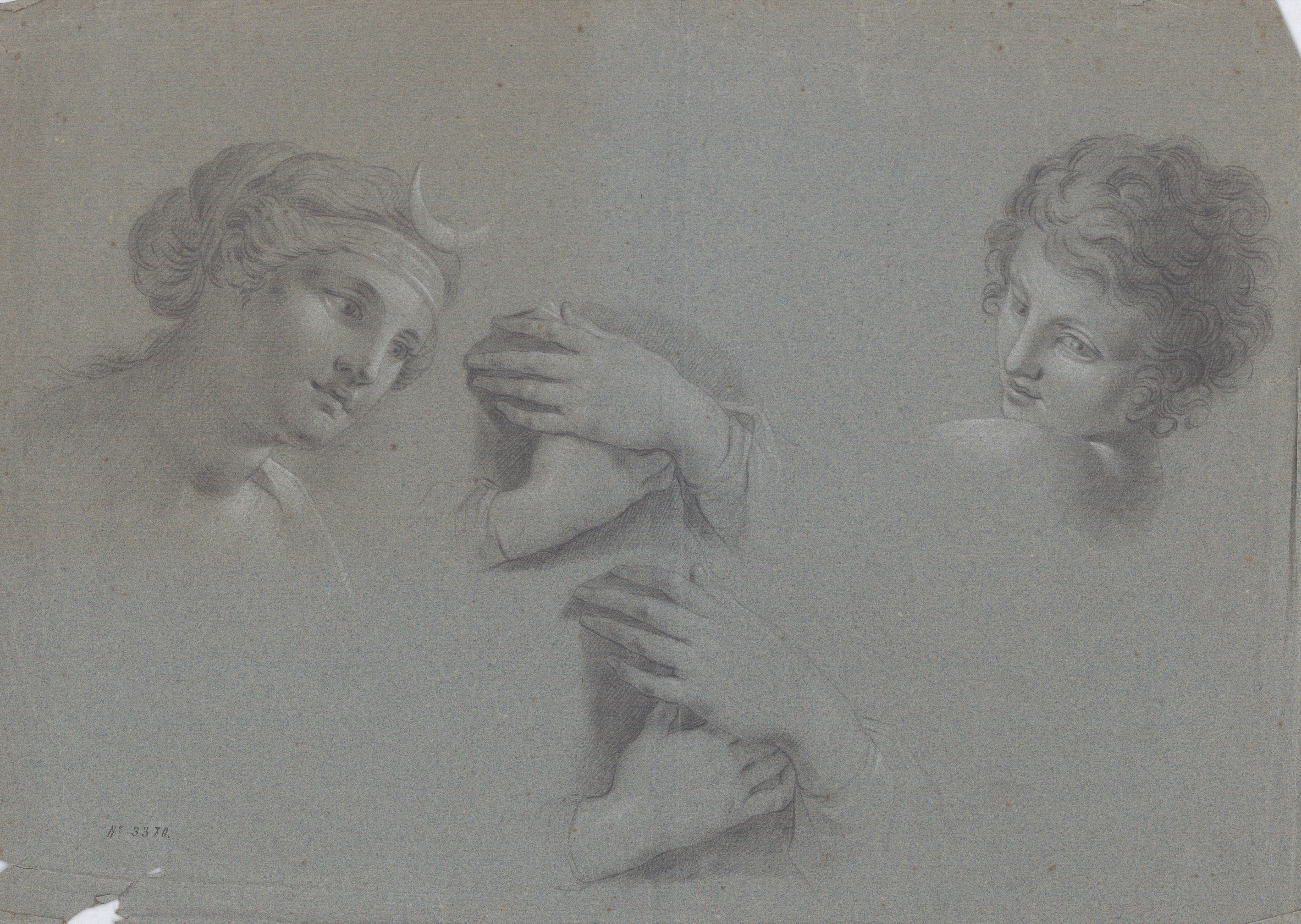 image for: Vicente Rodes - Estudi de caps i mans - Cap a 1800-1810