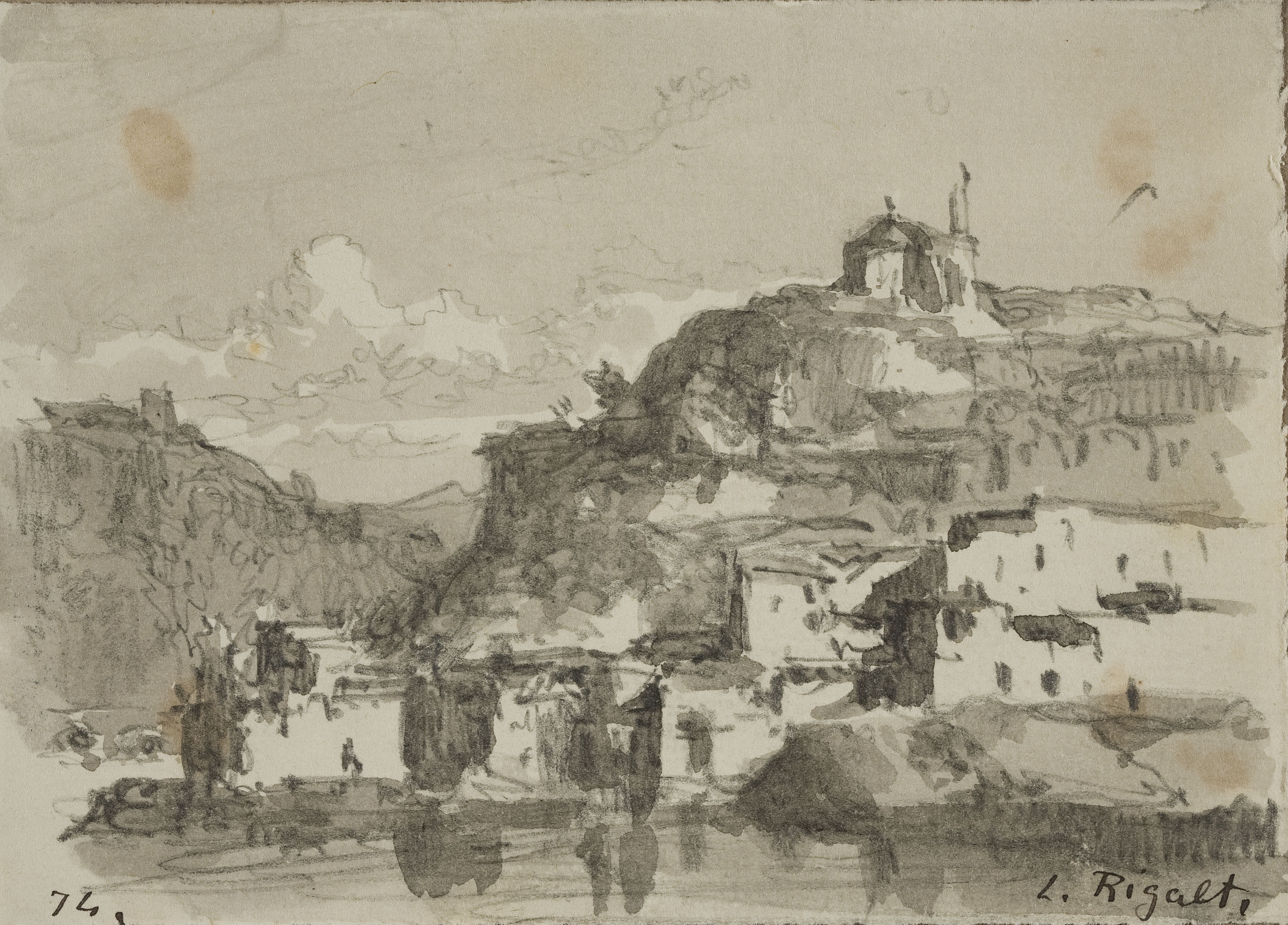 image for: Lluís Rigalt - Vista d'un poble - Cap a 1873-1874