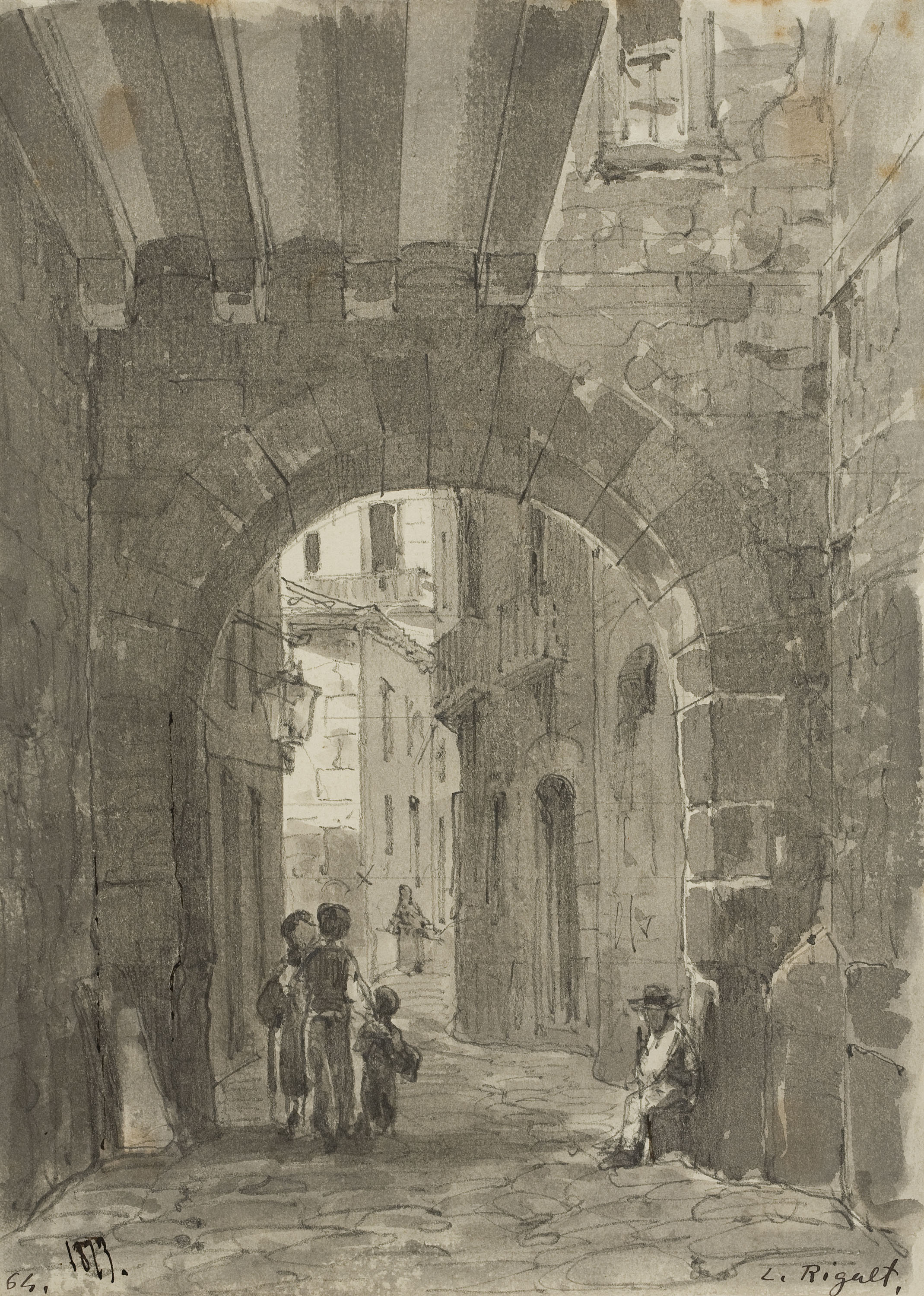 image for: Lluís Rigalt - Carrer porticat - 1873