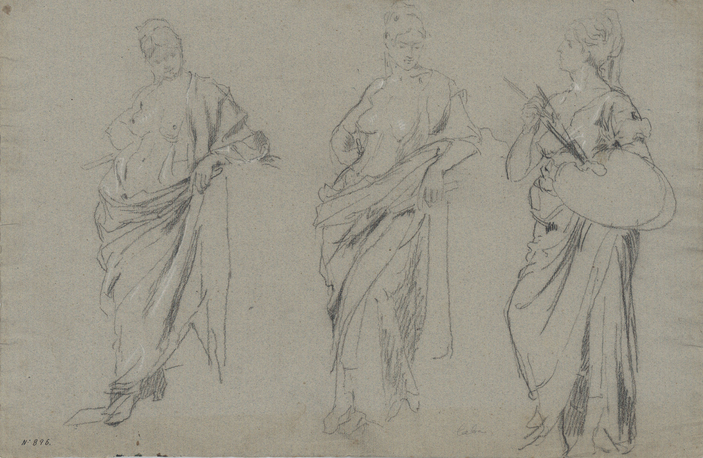 image for: Antoni Caba - La Pintura i l'Arquitectura. Estudis de figures al·legòriques per a la pintura «La Pau» - Cap a 1876