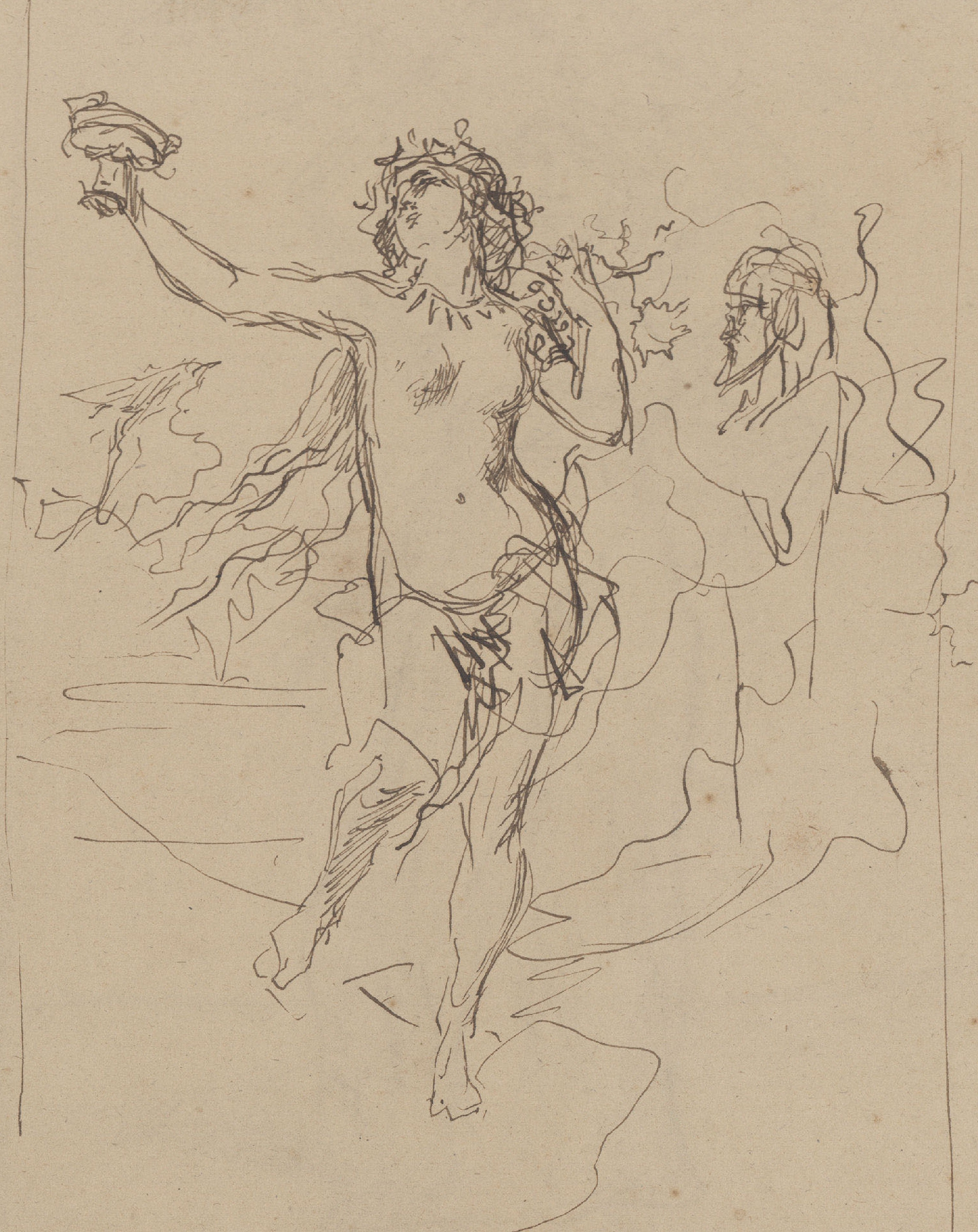 image for: Antoni Caba - Dafne (anvers) / Estudi de figura femenina al·legòrica (revers) - Cap a 1860-1880 [1]