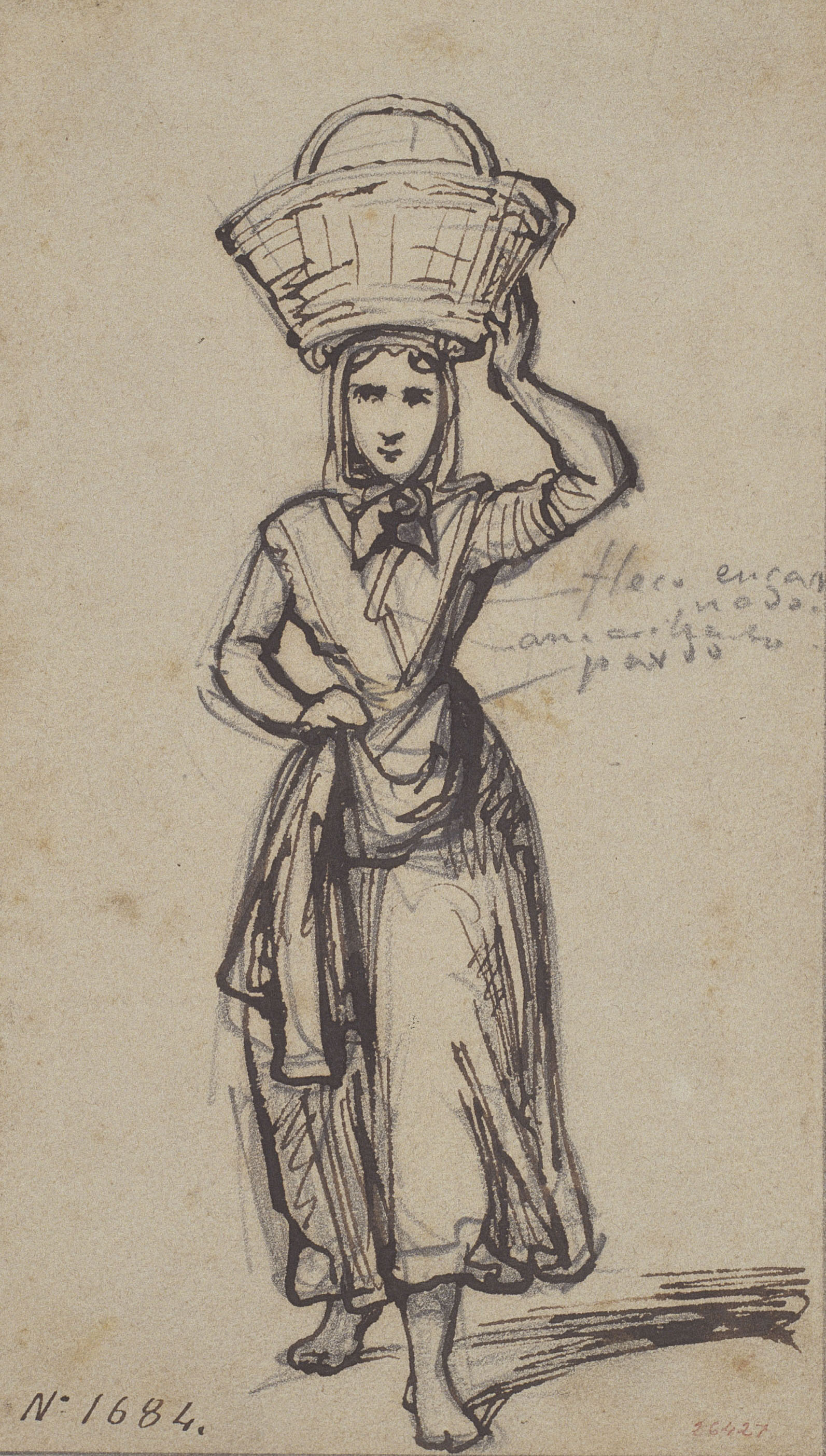 image for: Ramon Martí i Alsina - Pagesa amb un cistell al cap - Cap a 1860-1865