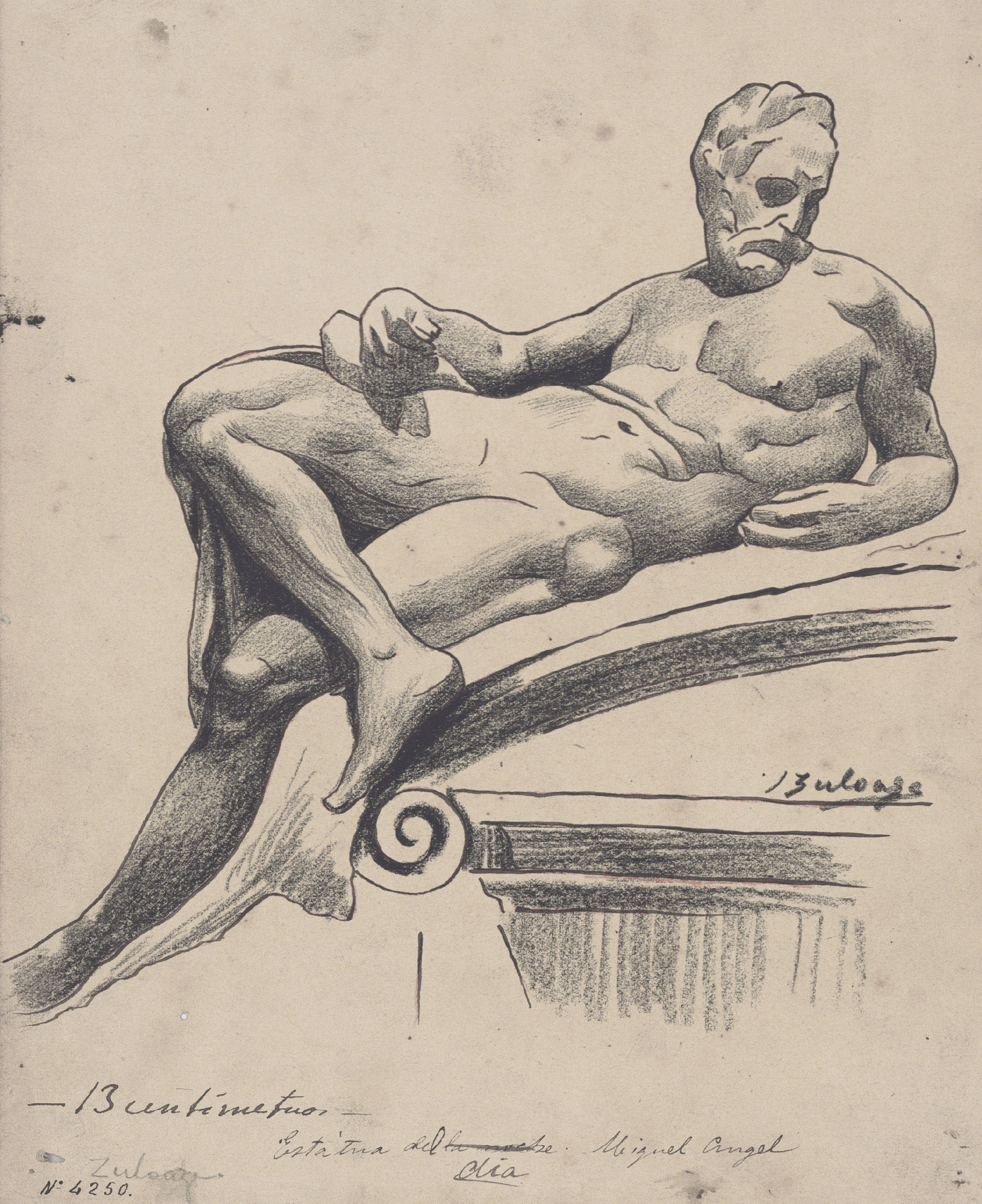 image for: Ignacio Zuloaga - El dia (còpia d&#039;una escultura de Miquel Àngel) - Cap a 1894