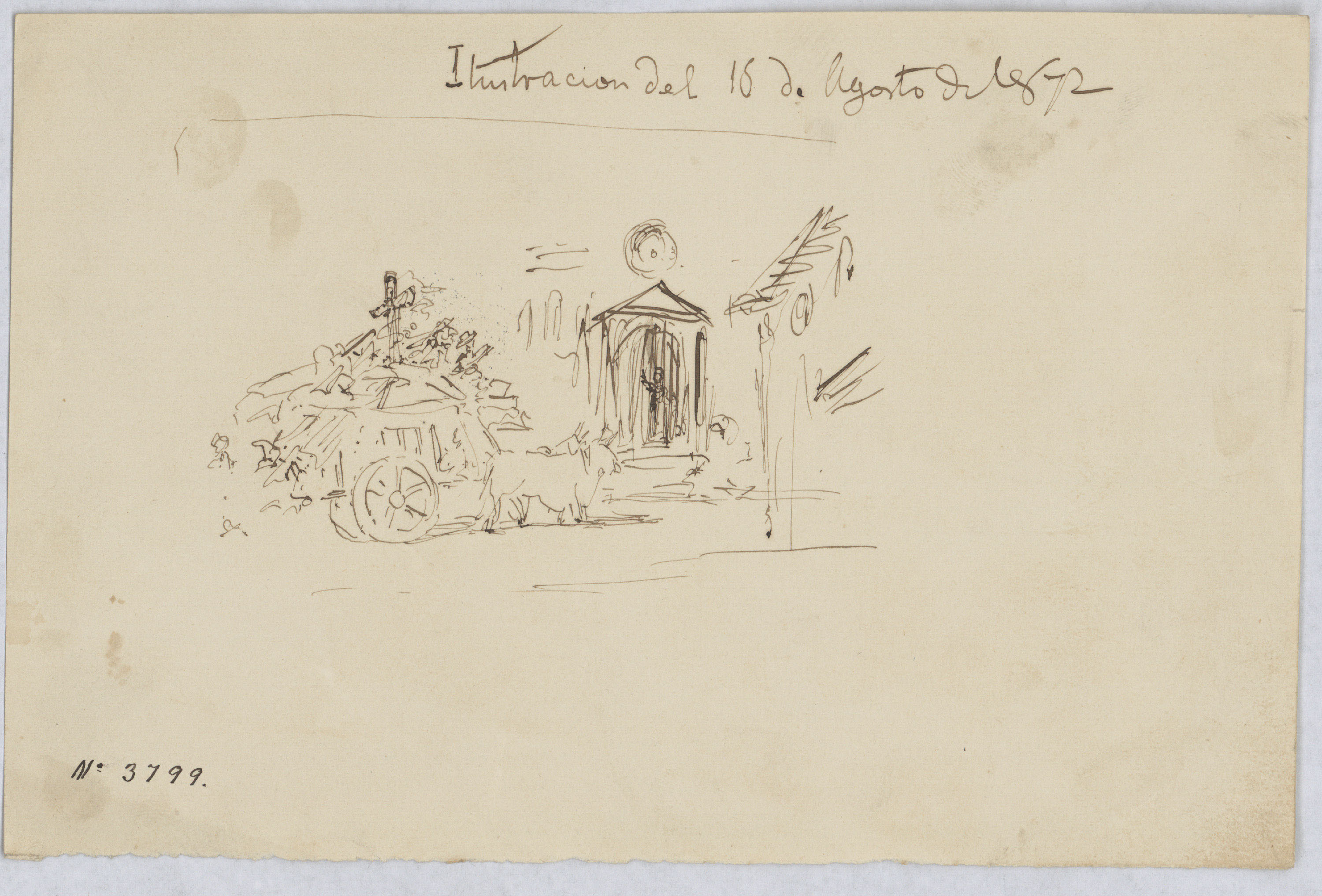 image for: Francesc Torras - Croquis d&#039;un carro arrossegat per bous - 16 d&#039;agost de 1872