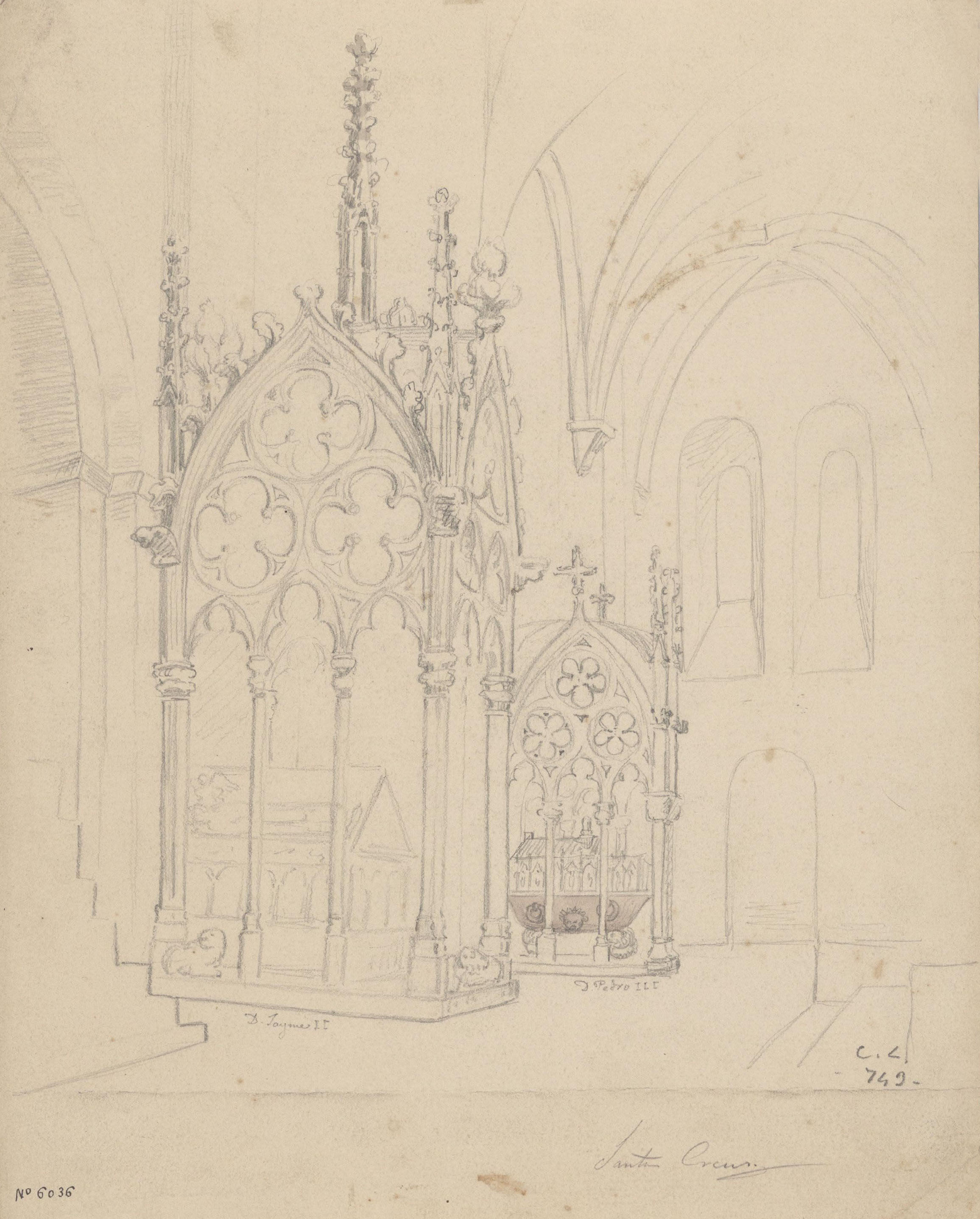 image for: Claudi Lorenzale - Sepulcre de Jaume II i Pere III al monestir de Santes Creus - Cap a 1840-1850