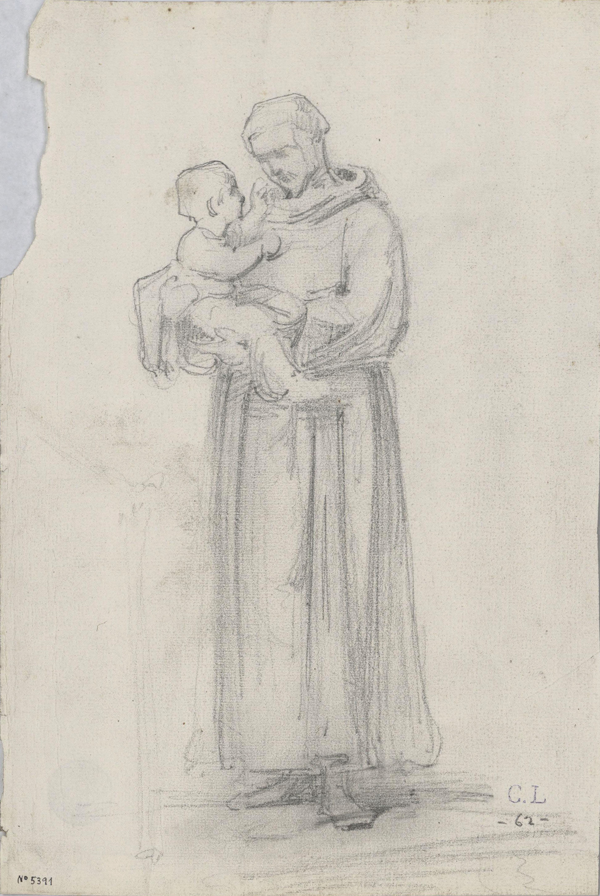 image for: Claudi Lorenzale - Sant Antoni de Pàdua [?] - Cap a 1850-1870