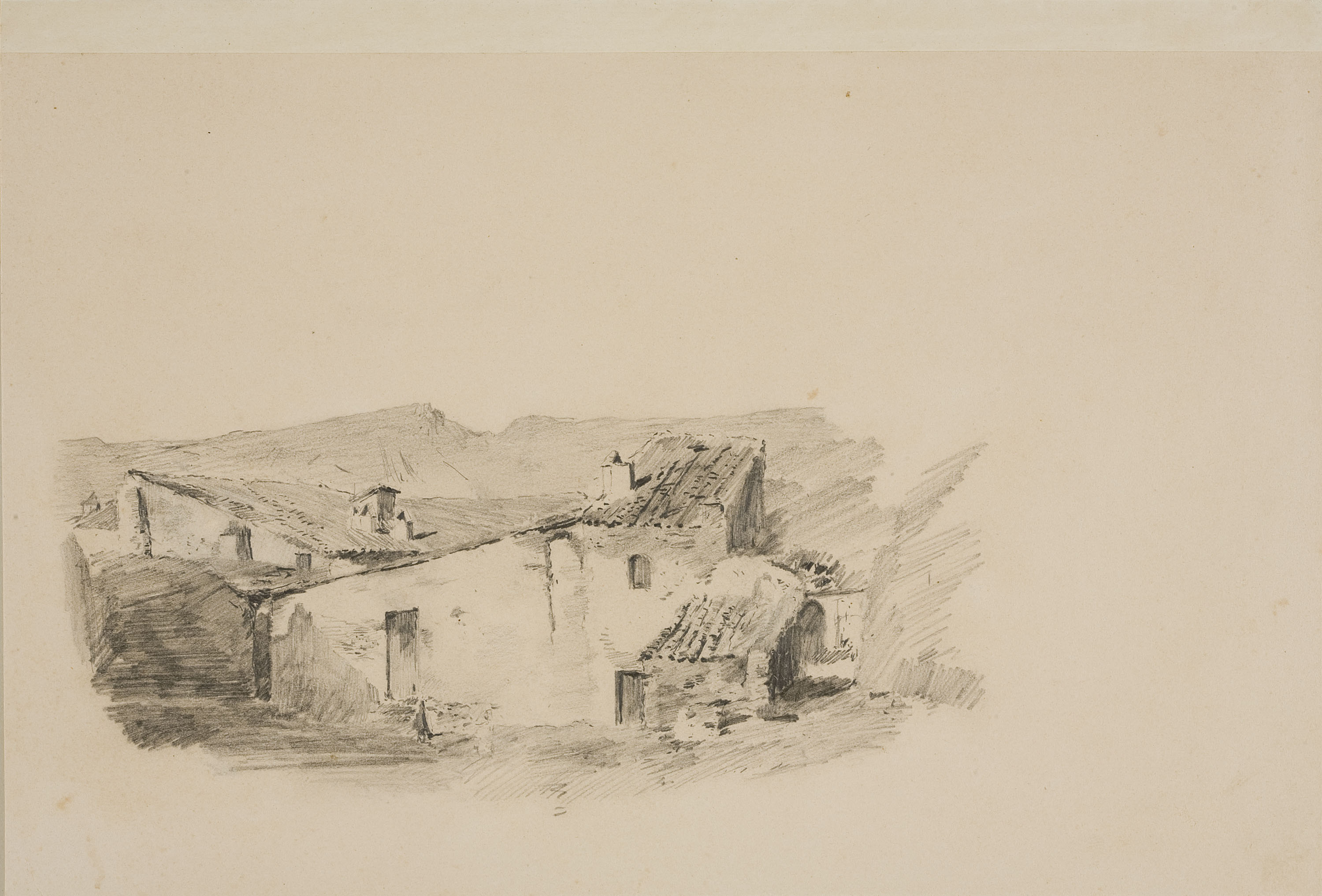 image for: Francesc Gimeno - Carrer de Tortosa (anvers) / Estudi d&#039;una casa de pagès (revers) - Cap a 1878 [1]