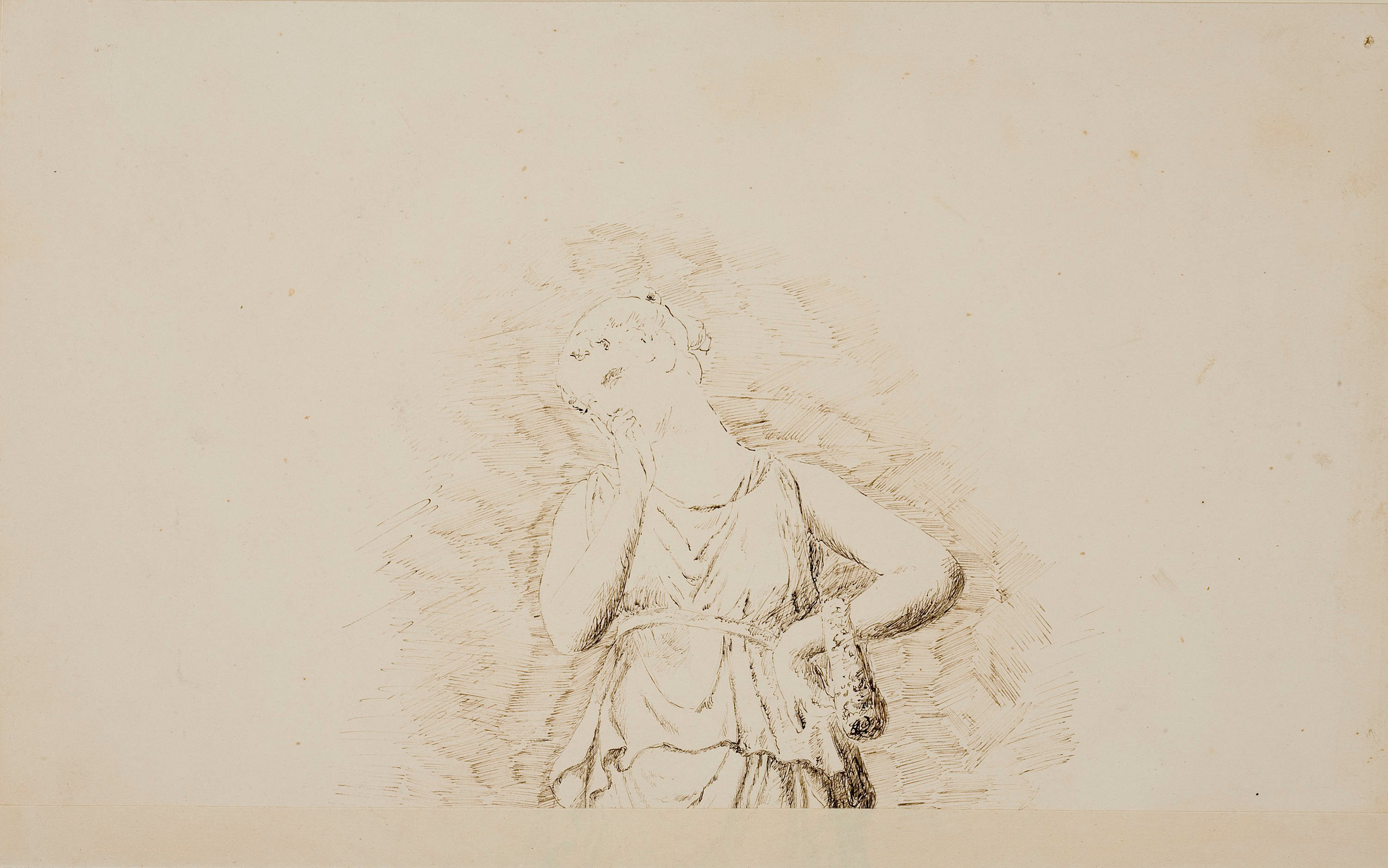 image for: Francesc Gimeno - Ruïnes de Fullola-Tortosa (anvers) / Estudi d&#039;una estàtua antiga (revers) - Cap a 1878 [1]