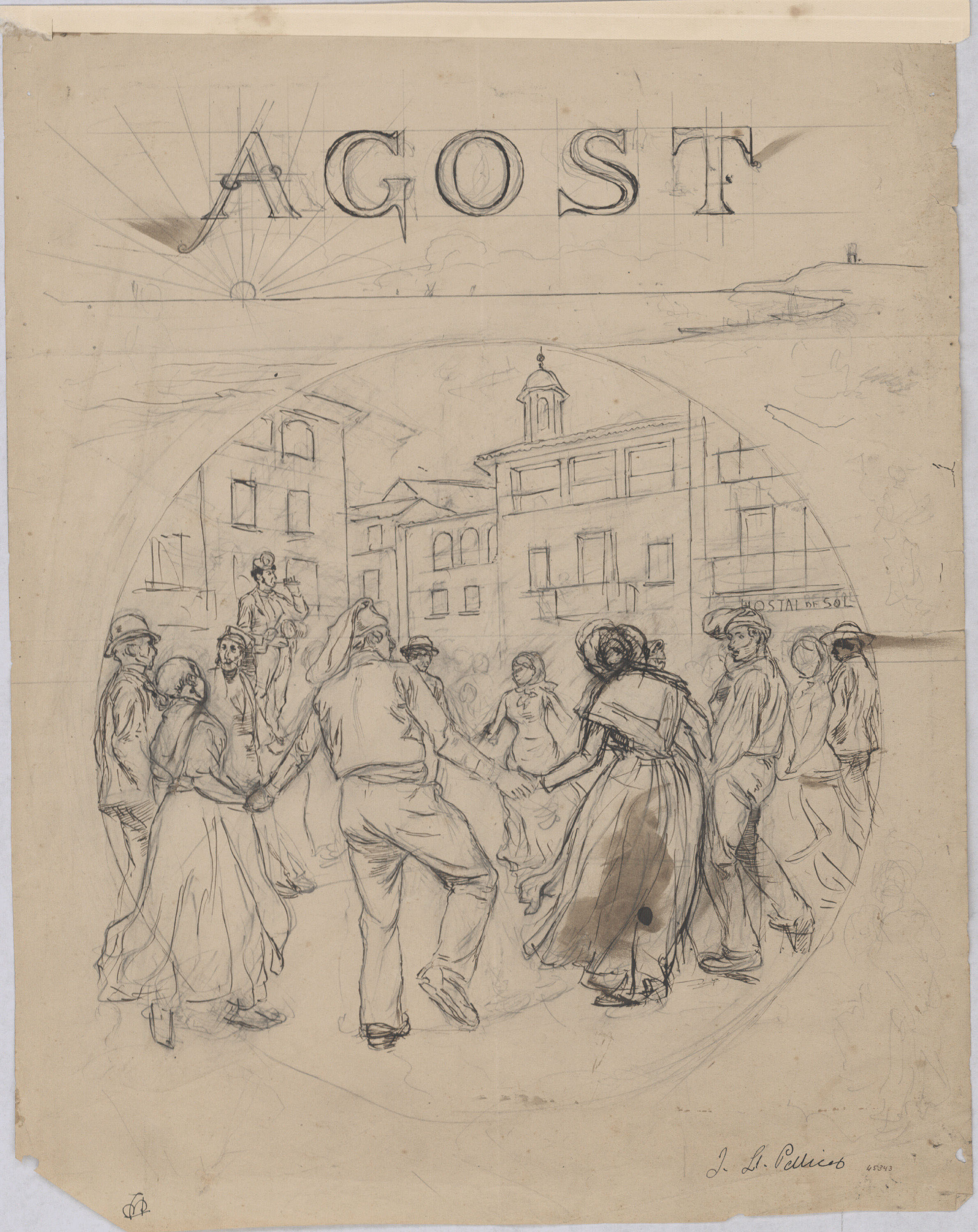 image for: Josep Lluís Pellicer - Al·legoria del mes d&#039;agost - 1882