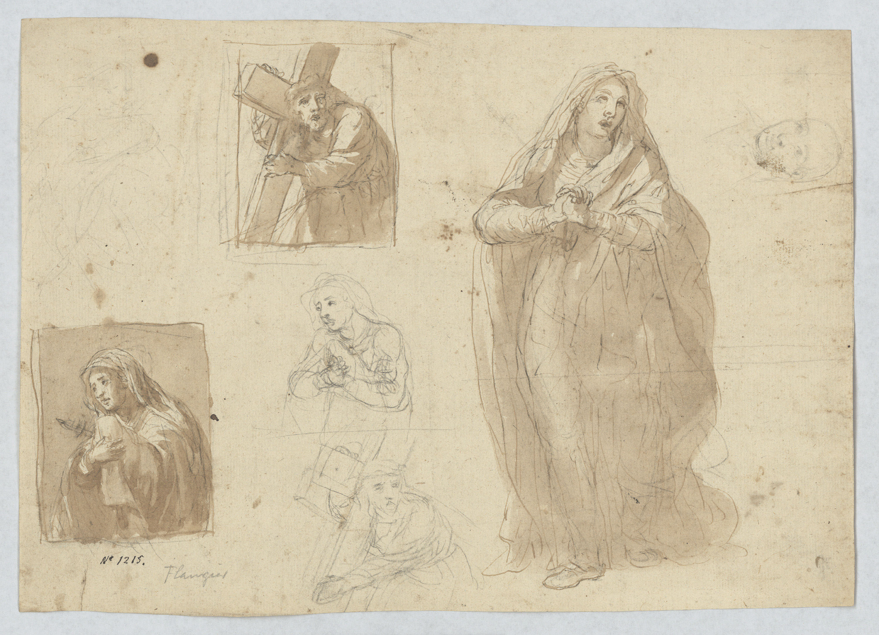 image for: Josep Bernat Flaugier - Estudis de Jesucrist amb la Creu i la Dolorosa - Cap a 1800-1812