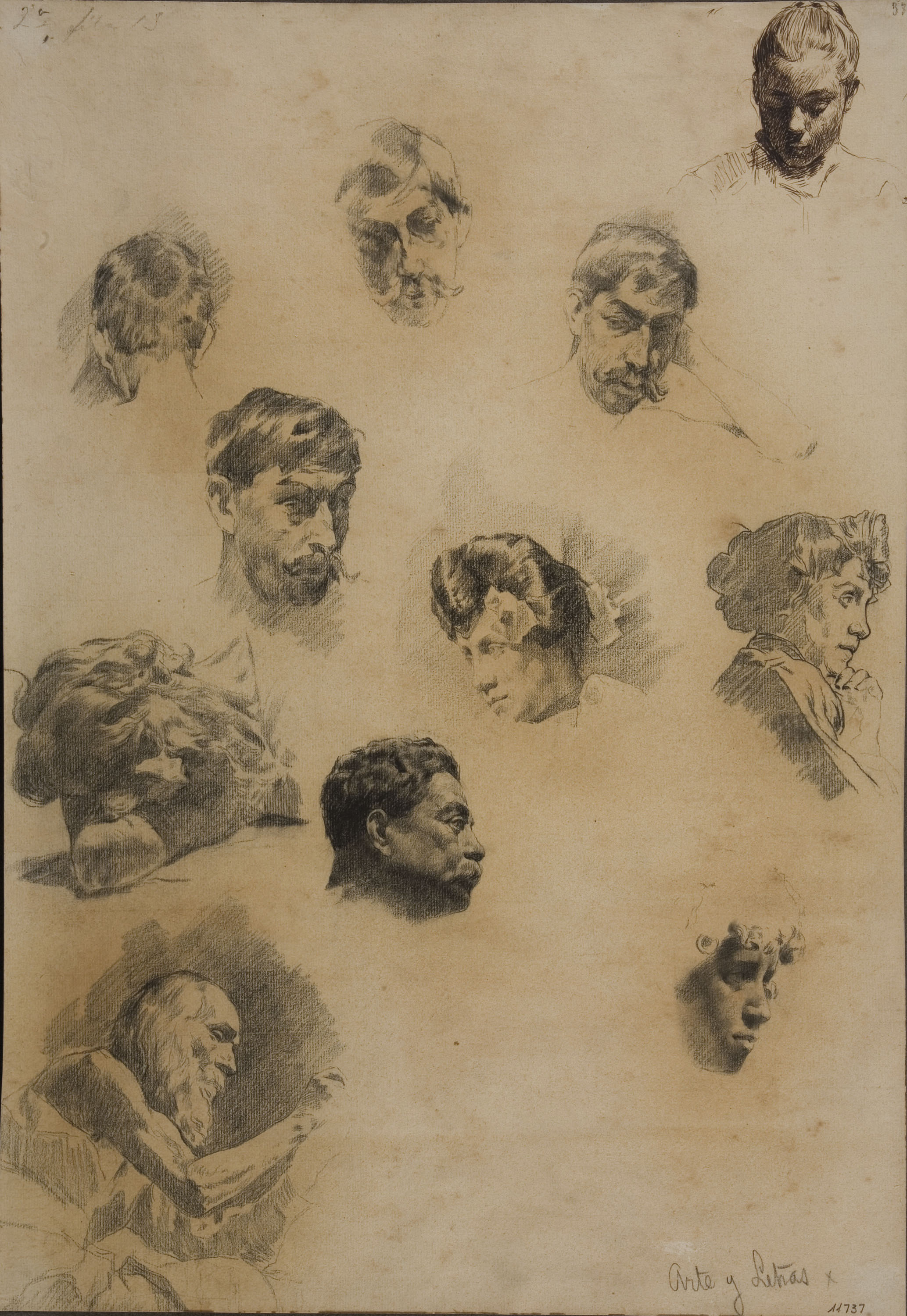 image for: Antoni Fabrés - Estudi de caps - 1904