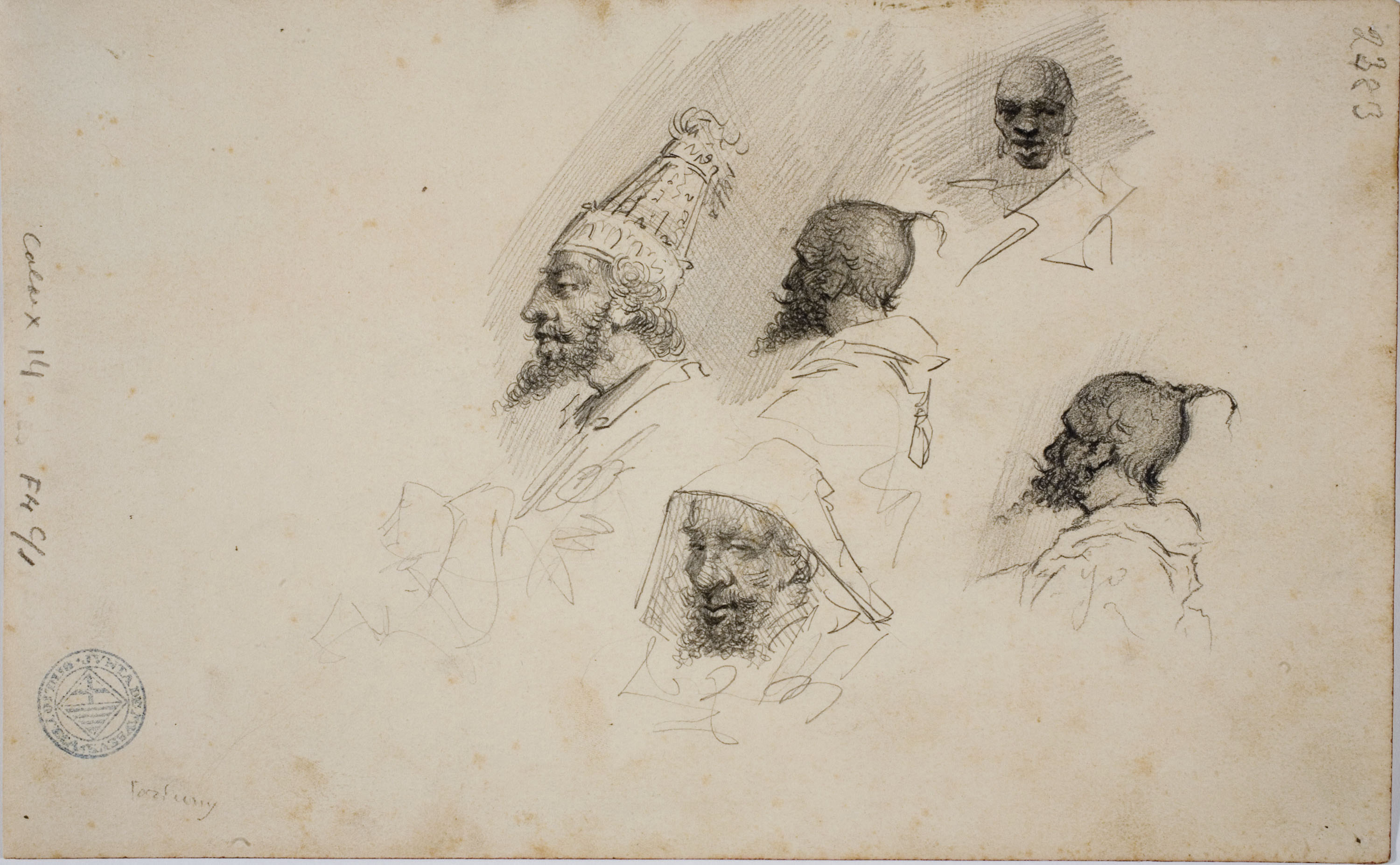 image for: Antoni Fabrés - Àngel (anvers) / Estudi de caps (revers) - Cap a 1875-1878 [1]