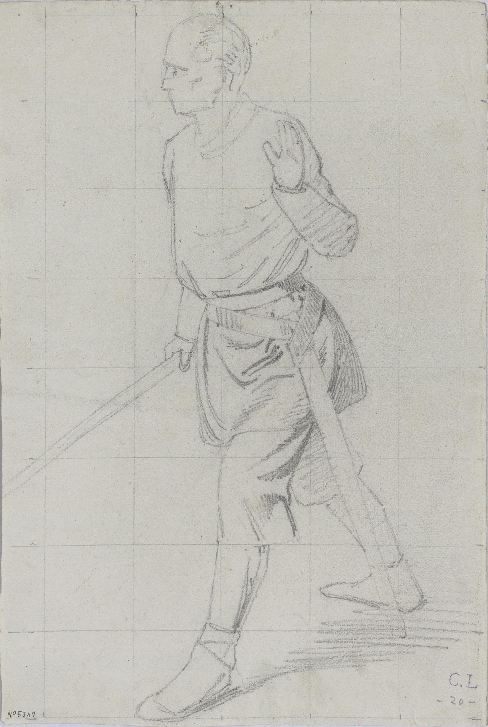 image for: Claudi Lorenzale - Estudi de guerrer - Cap a 1850-1870