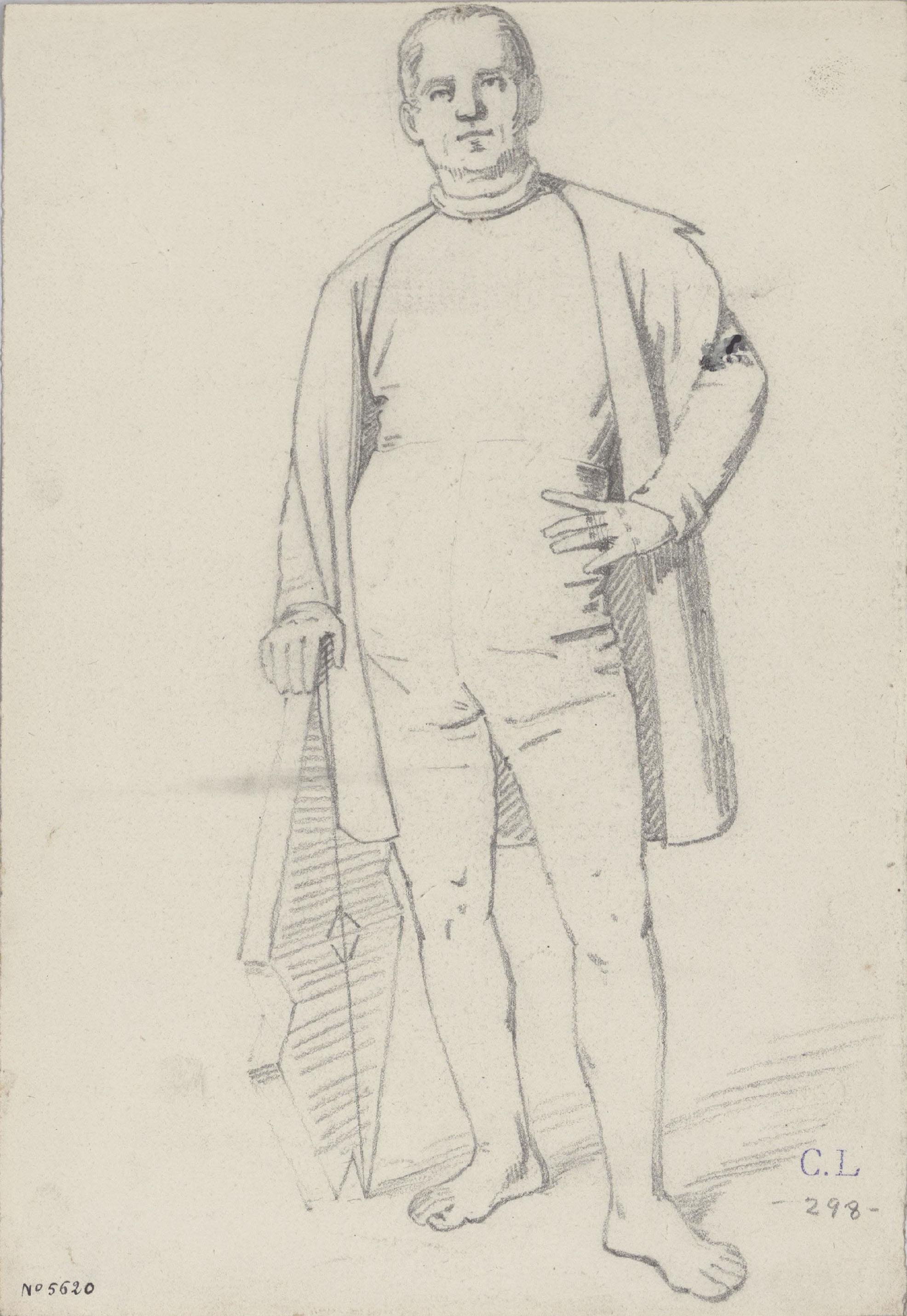 image for: Claudi Lorenzale - Figura masculina dempeus - Cap a 1860-1880