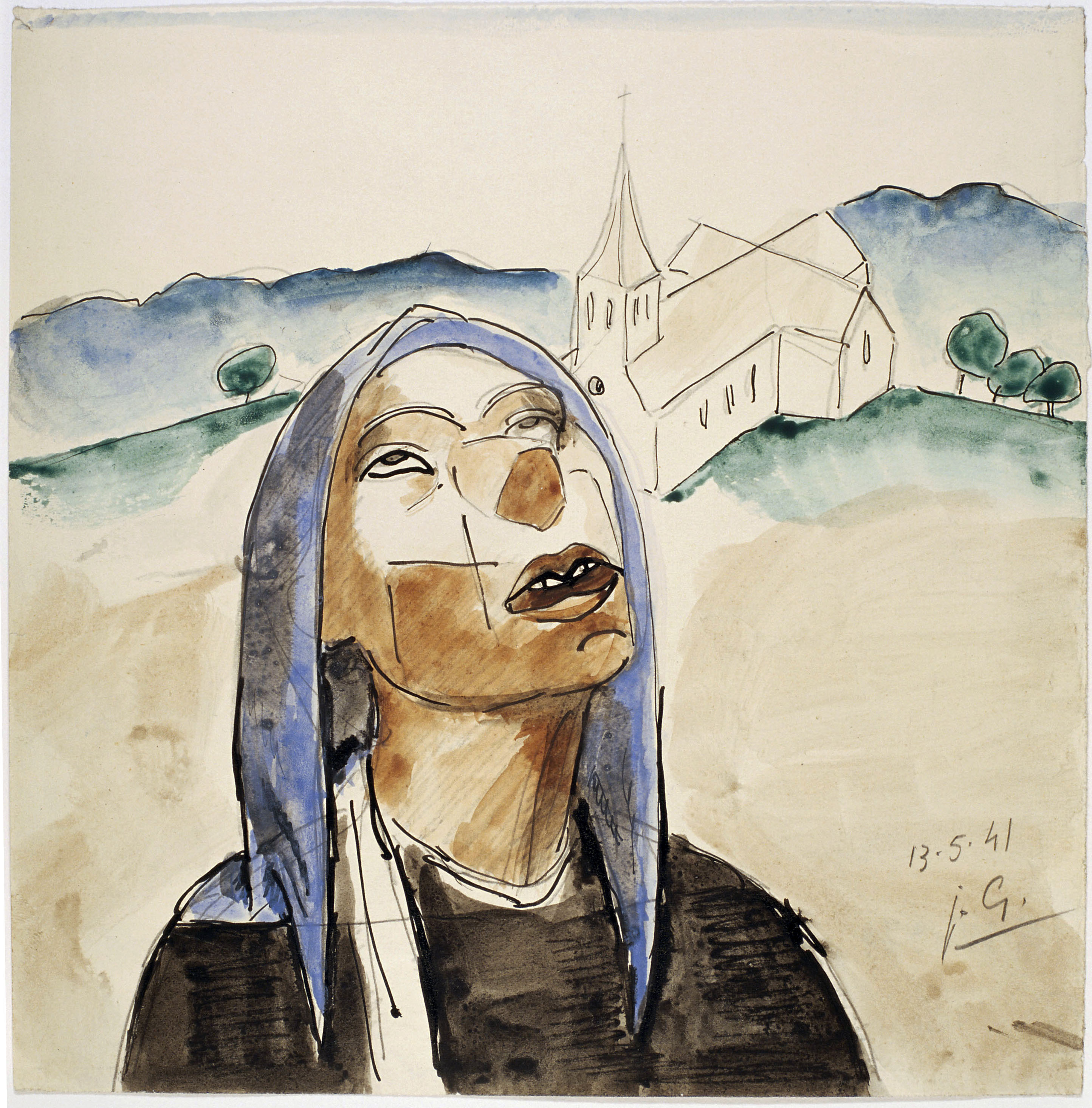 image for: Juli González - Bust femení i campanar (Visage au clocher) - 1941