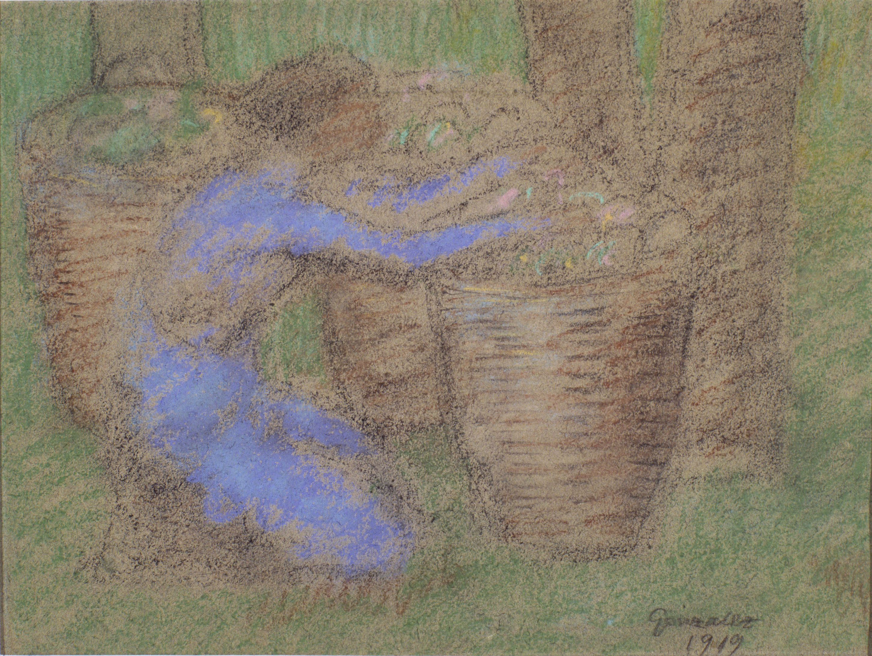 image for: Juli González - Camperola en blau amb grans cistelles (Paysanne en bleu au grands paniers) - 1919