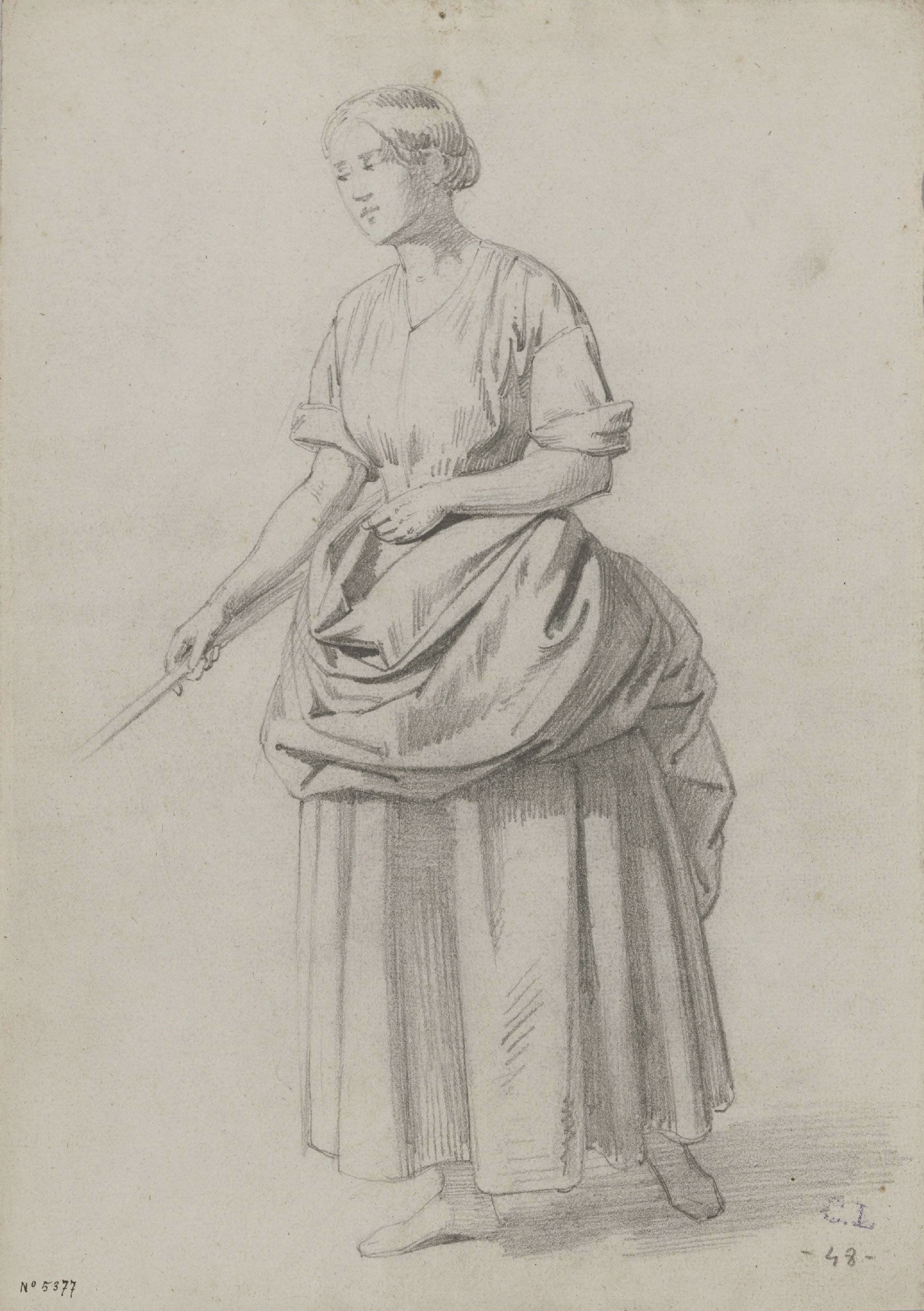 image for: Claudi Lorenzale - Estudi de figura femenina - Cap a 1850-1870