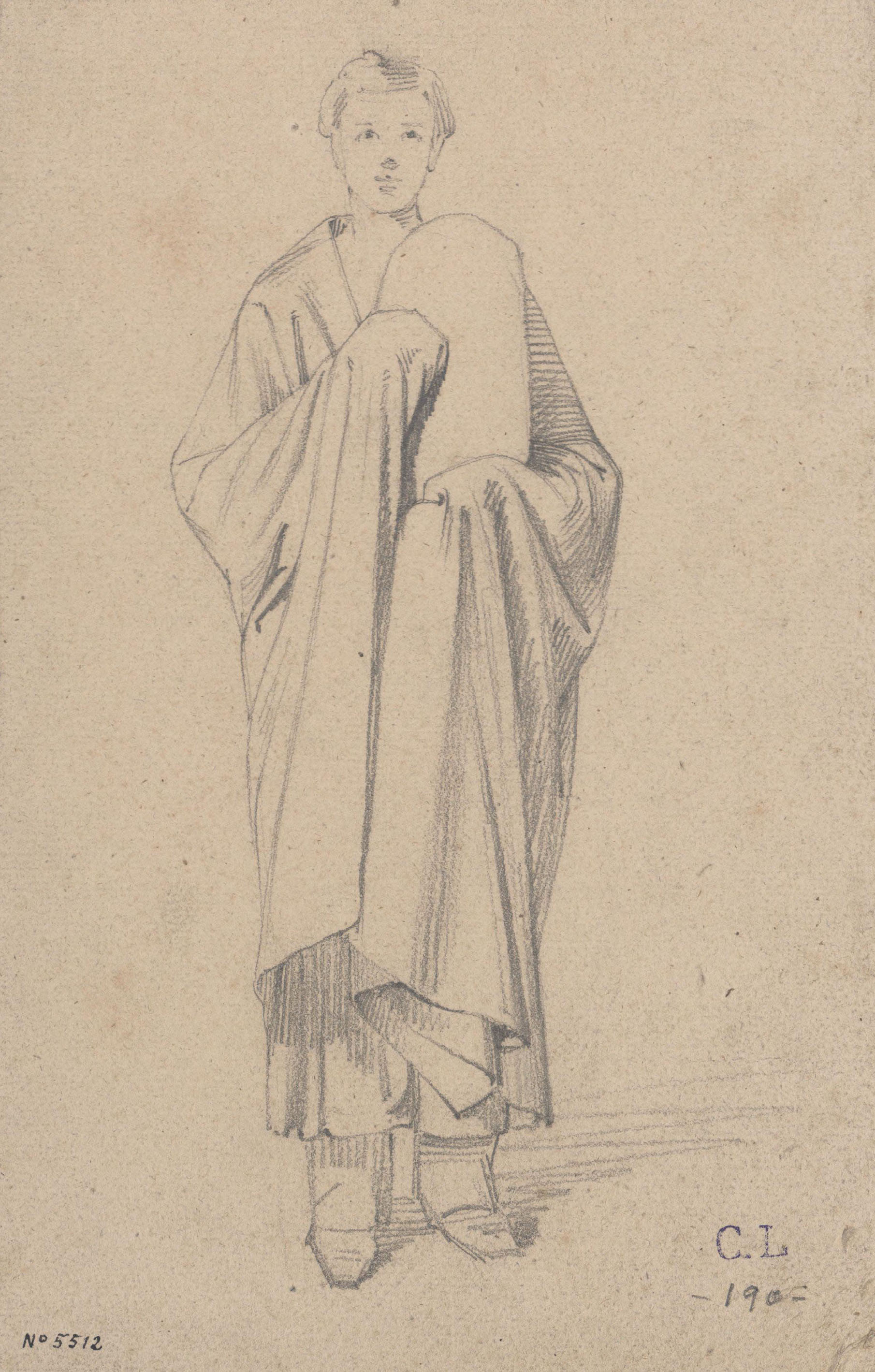 image for: Claudi Lorenzale - Estudi de figura masculina - Cap a 1850-1870