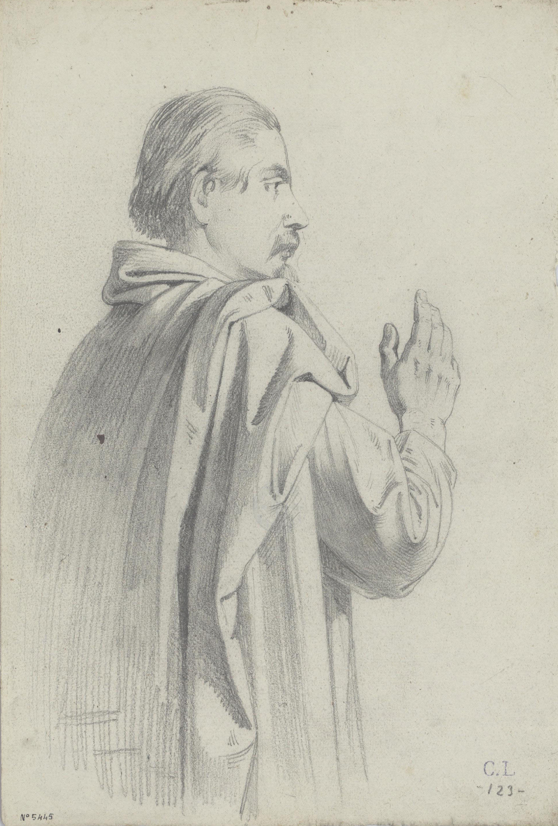 image for: Claudi Lorenzale - Estudi de figura masculina - Cap a 1850-1870