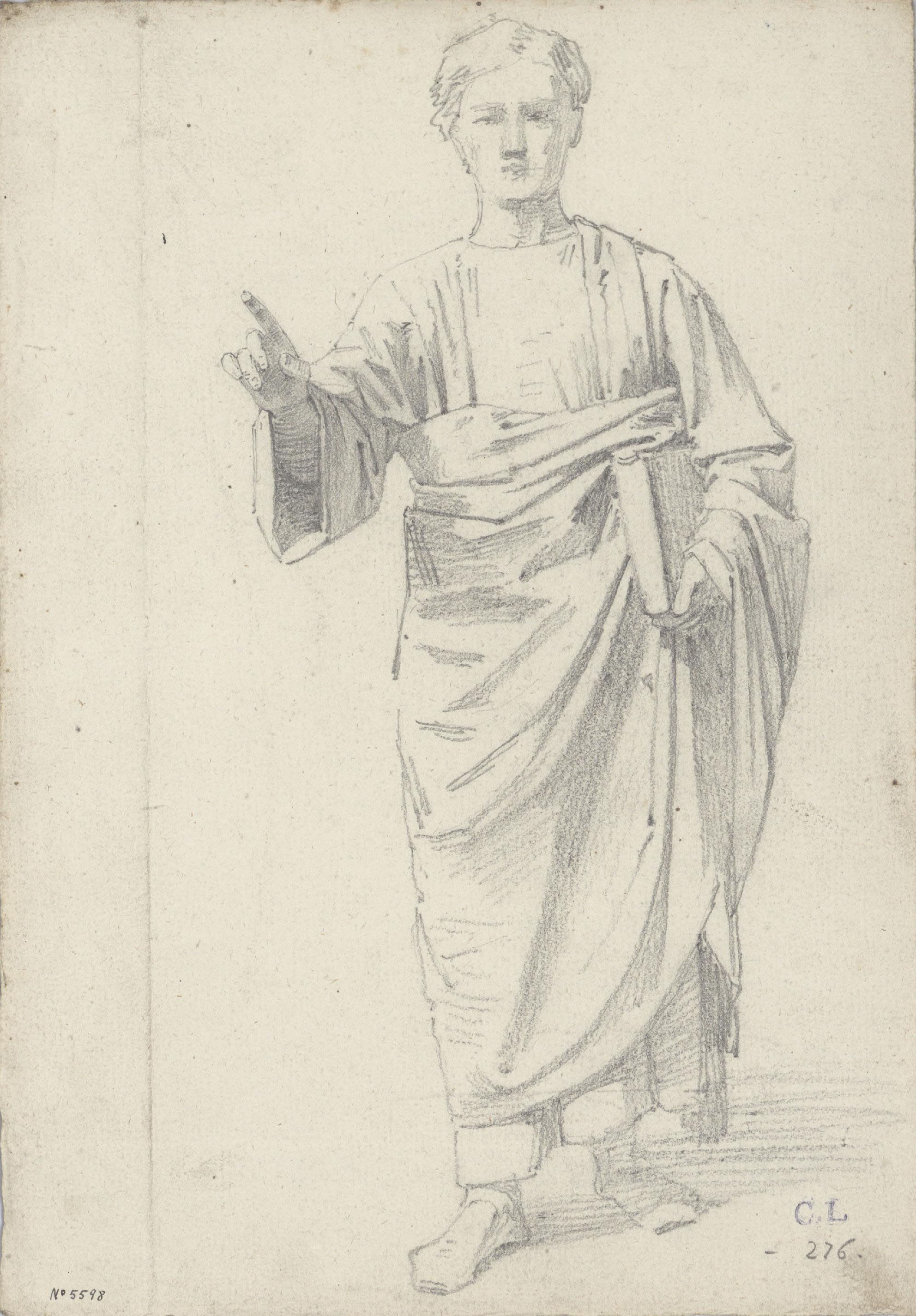 image for: Claudi Lorenzale - Estudi de figura masculina - Cap a 1850-1870