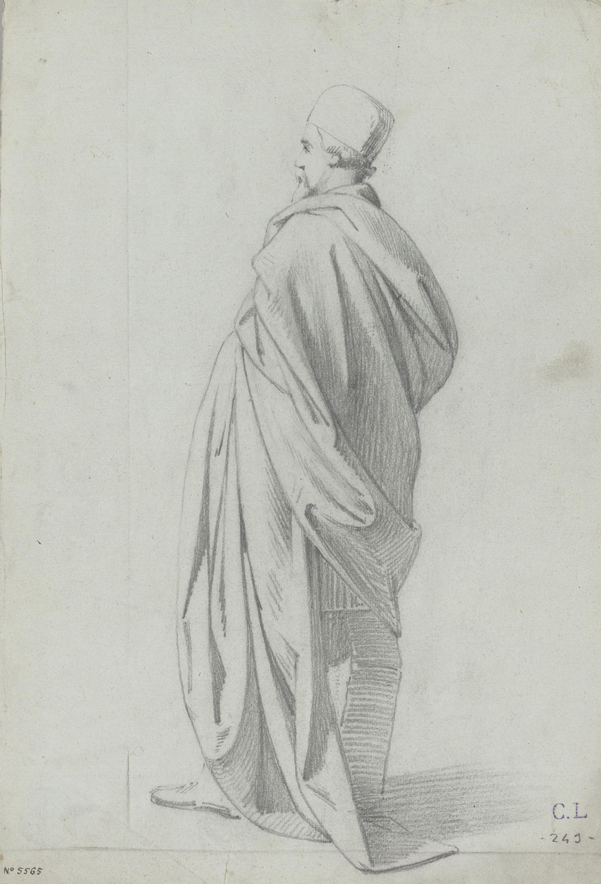 image for: Claudi Lorenzale - Figura masculina amb indumentària medieval - Cap a 1850-1870