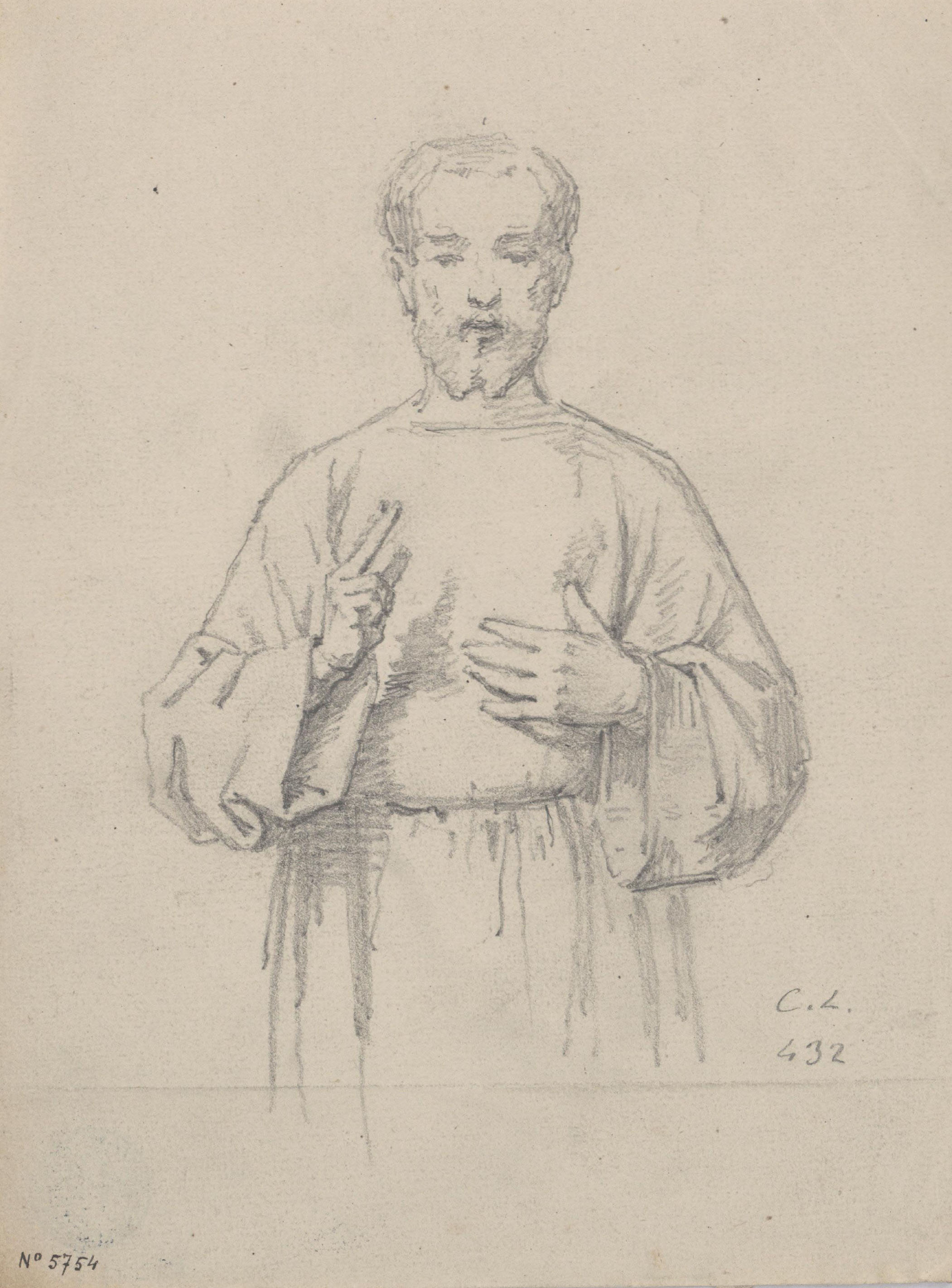 image for: Claudi Lorenzale - Figura masculina en actitud de beneir - Cap a 1850-1870