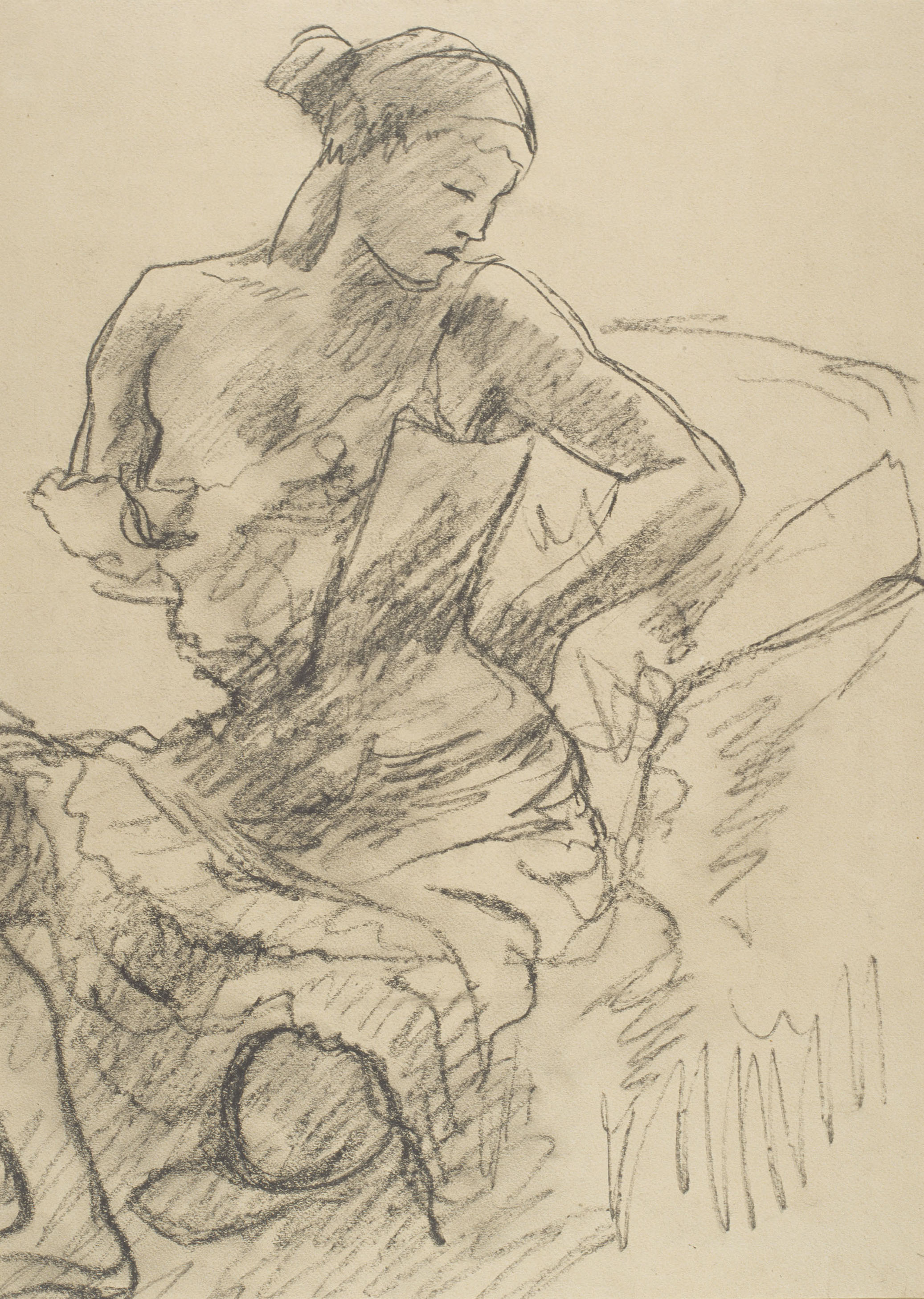 image for: Juli González - Dona asseguda que es corda la cotilla (Femme assisse au corset) - Cap a 1906-1914