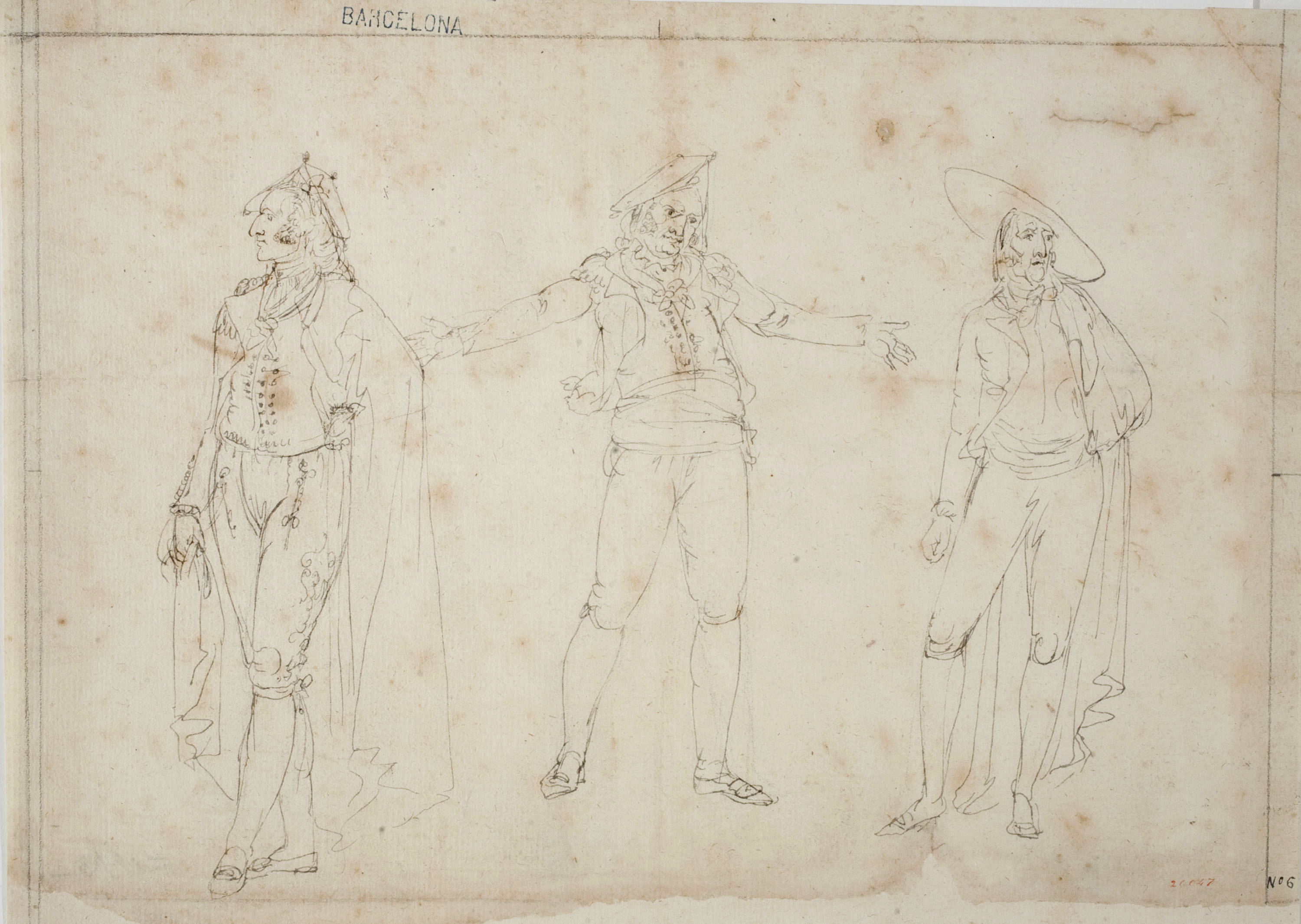 image for: Josep Bernat Flaugier - Tres figures vestides d&#039;època - Cap a 1800-1812