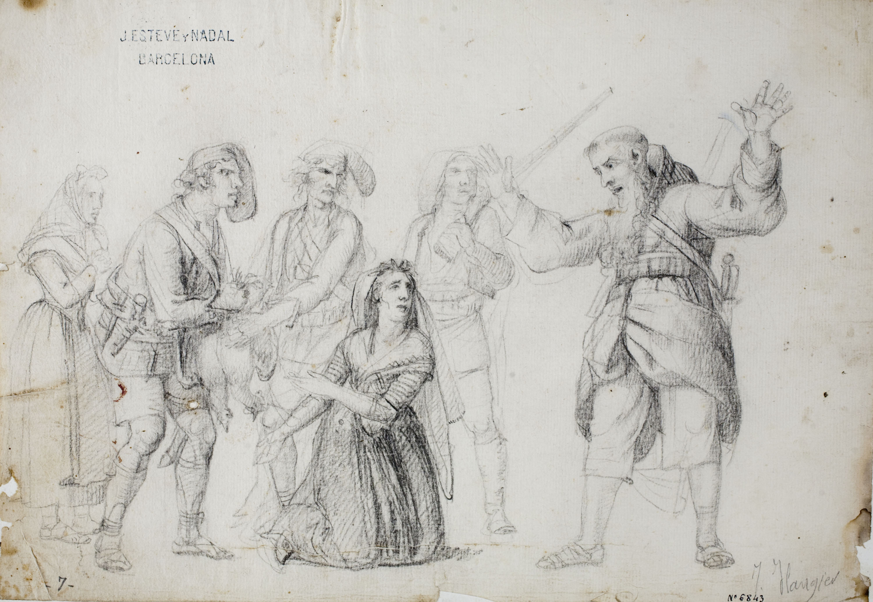 image for: Josep Bernat Flaugier - Miquelets i sometents escorcollant una dona - Cap a 1809-1812