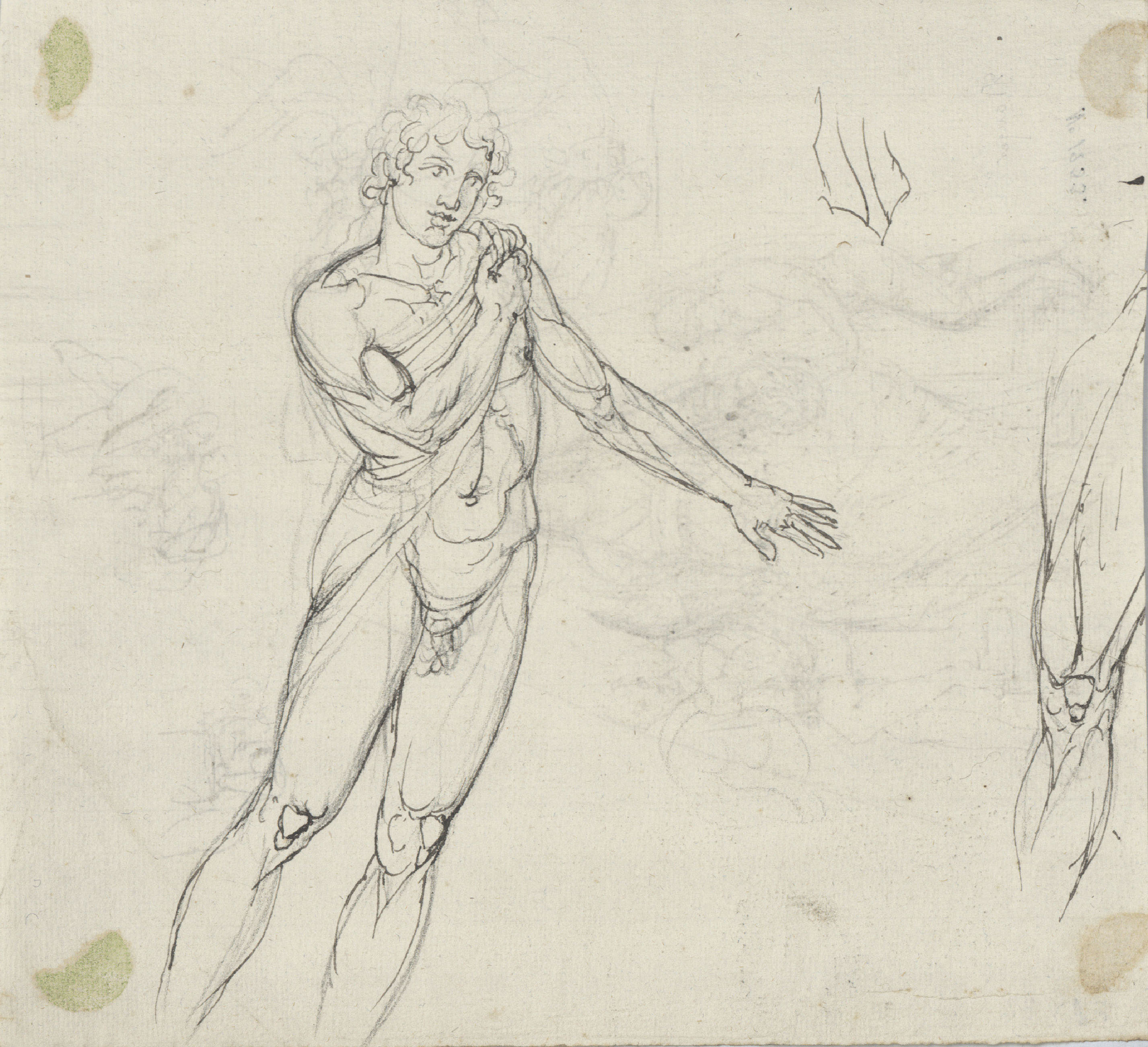 image for: Josep Bernat Flaugier - Al·legoria de la religió per a la decoració de la cúpula de Sant Sever i Sant Carles Borromeu (anvers) / Estudi de figura (revers) - Cap a 1802-1803 [1]