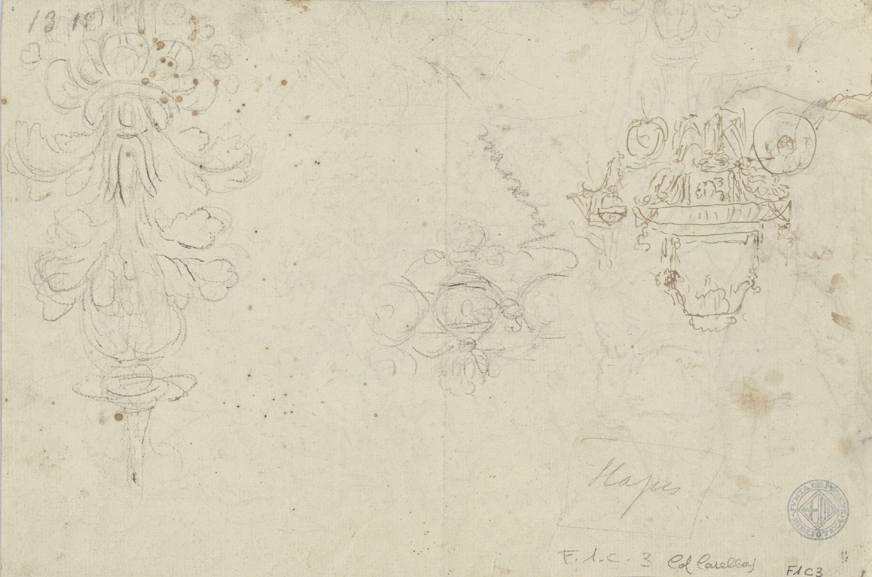 image for: Josep Bernat Flaugier - Grup de soldats escoltant notícies de la guerra (anvers) / Croquis (revers) - Cap a 1809-1812 [1]