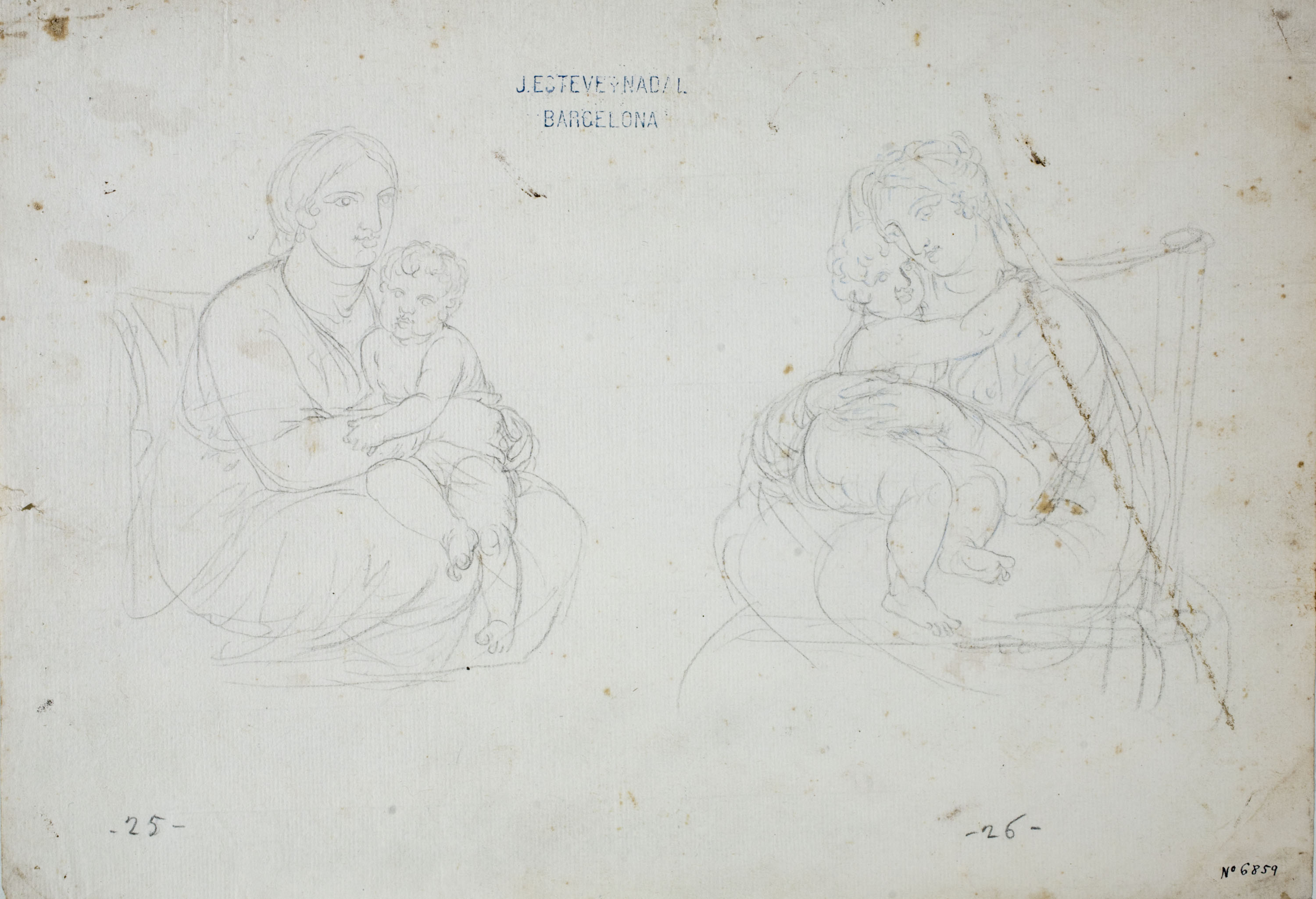image for: Josep Bernat Flaugier - Dos estudis de la Mare de Déu amb el nen - Cap a 1800-1812