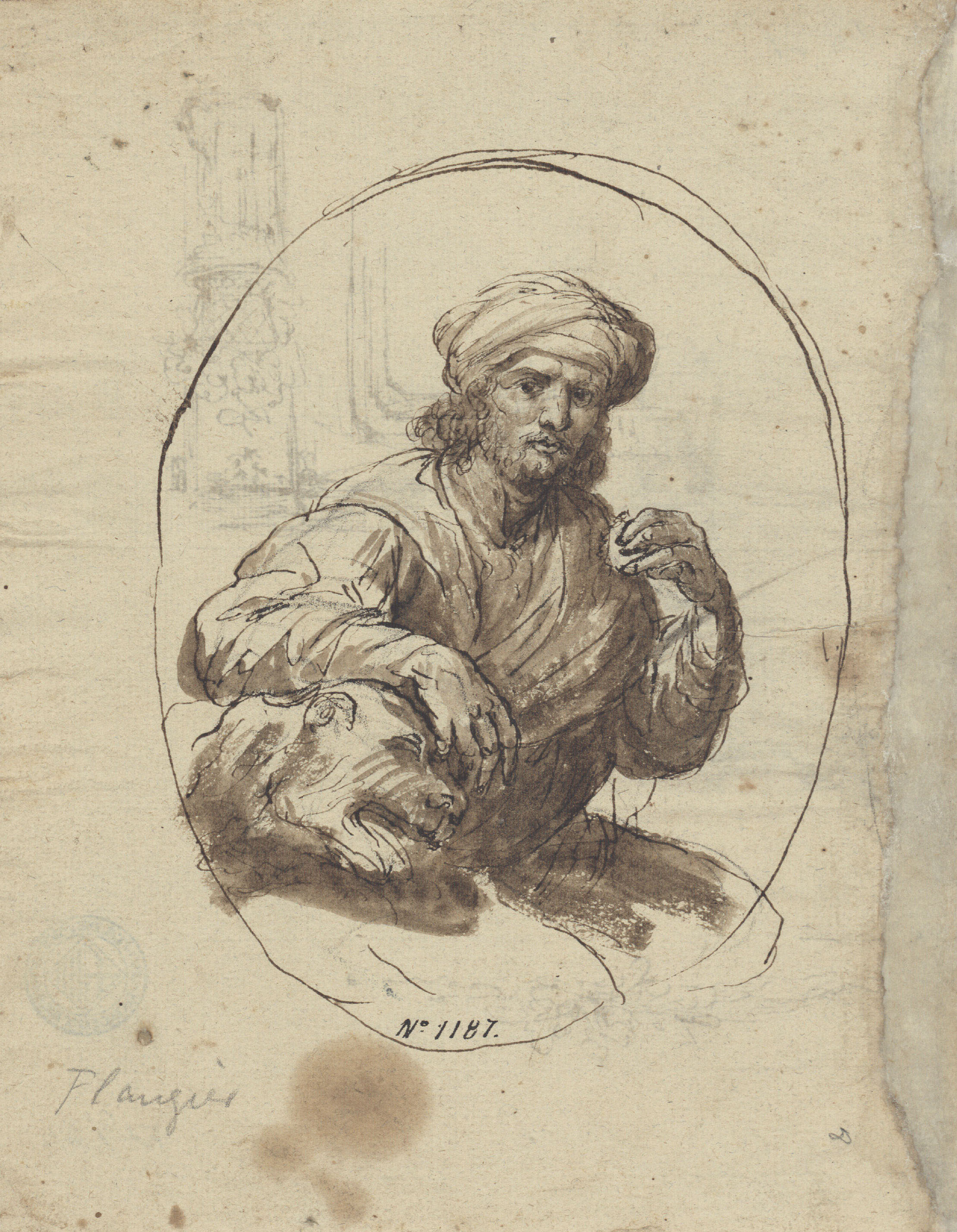 image for: Josep Bernat Flaugier - El profeta Daniel (anvers) / Croquis (revers) - Cap a 1800-1812