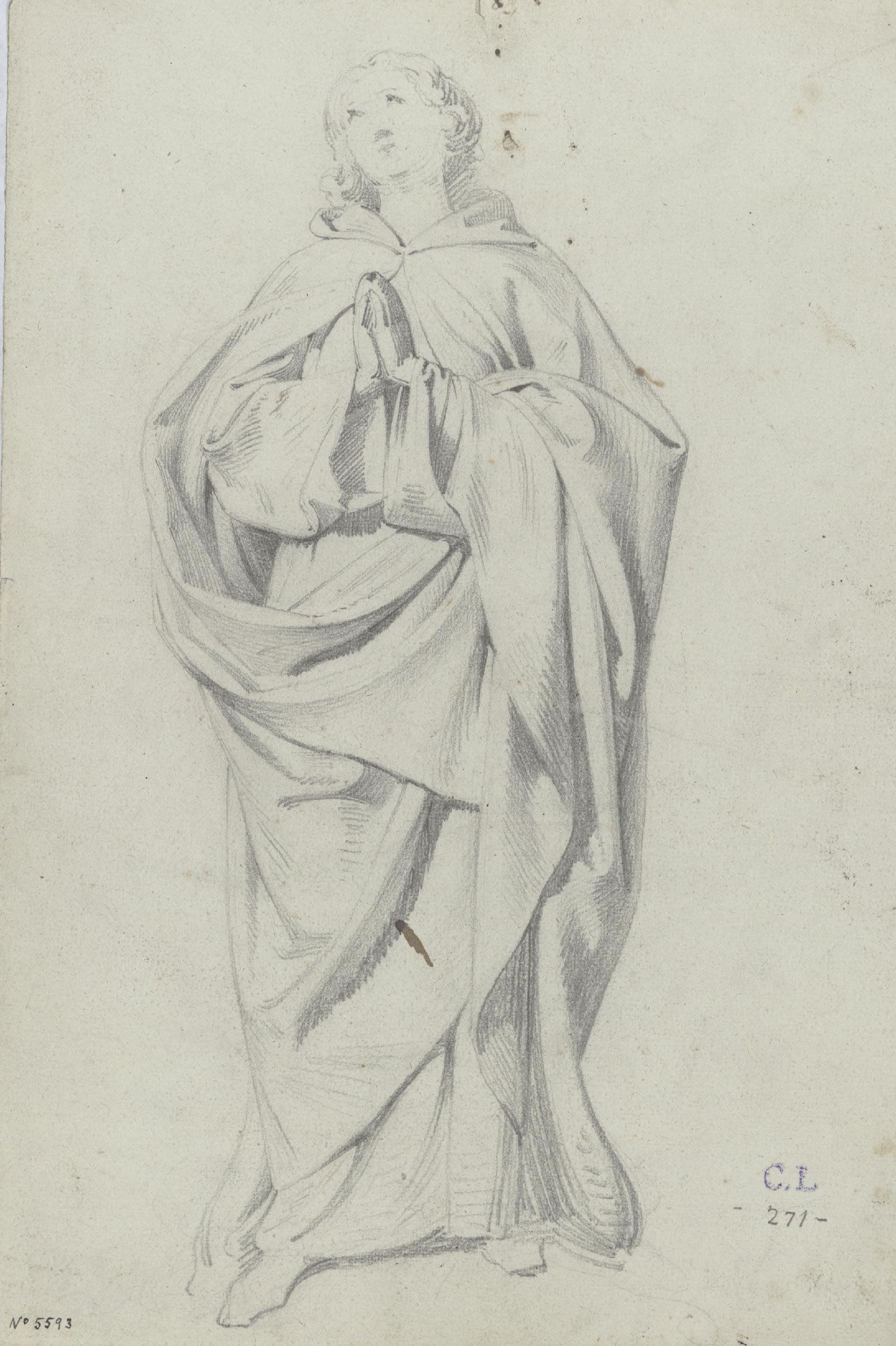 image for: Claudi Lorenzale - Estudi de figura femenina - Cap a 1850-1870