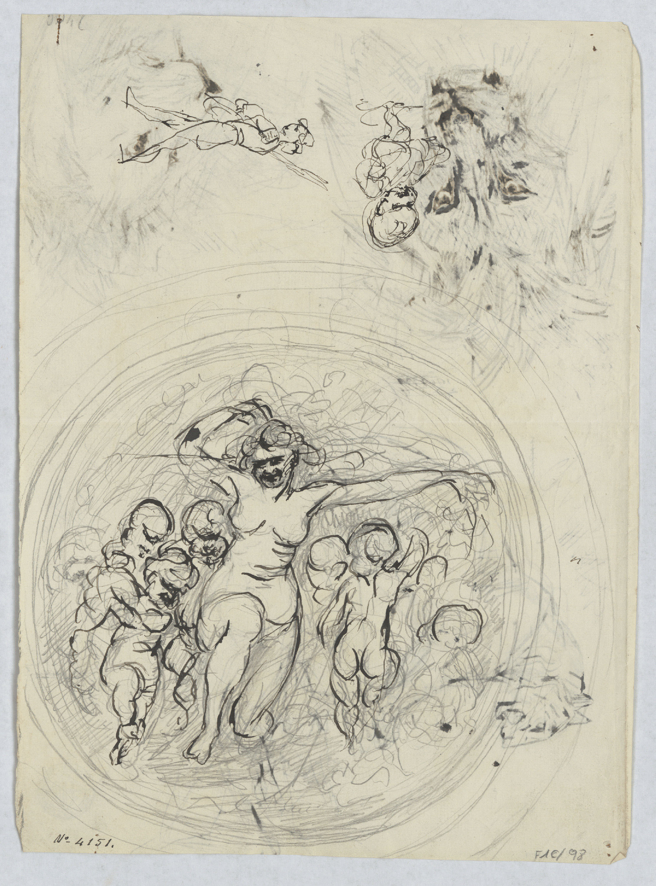 image for: Agapit Vallmitjana Abarca - Estudi per a un baix relleu (anvers) / Nu femení i estudi de lleons (revers) - Cap a 1876-1896 (anvers i revers)