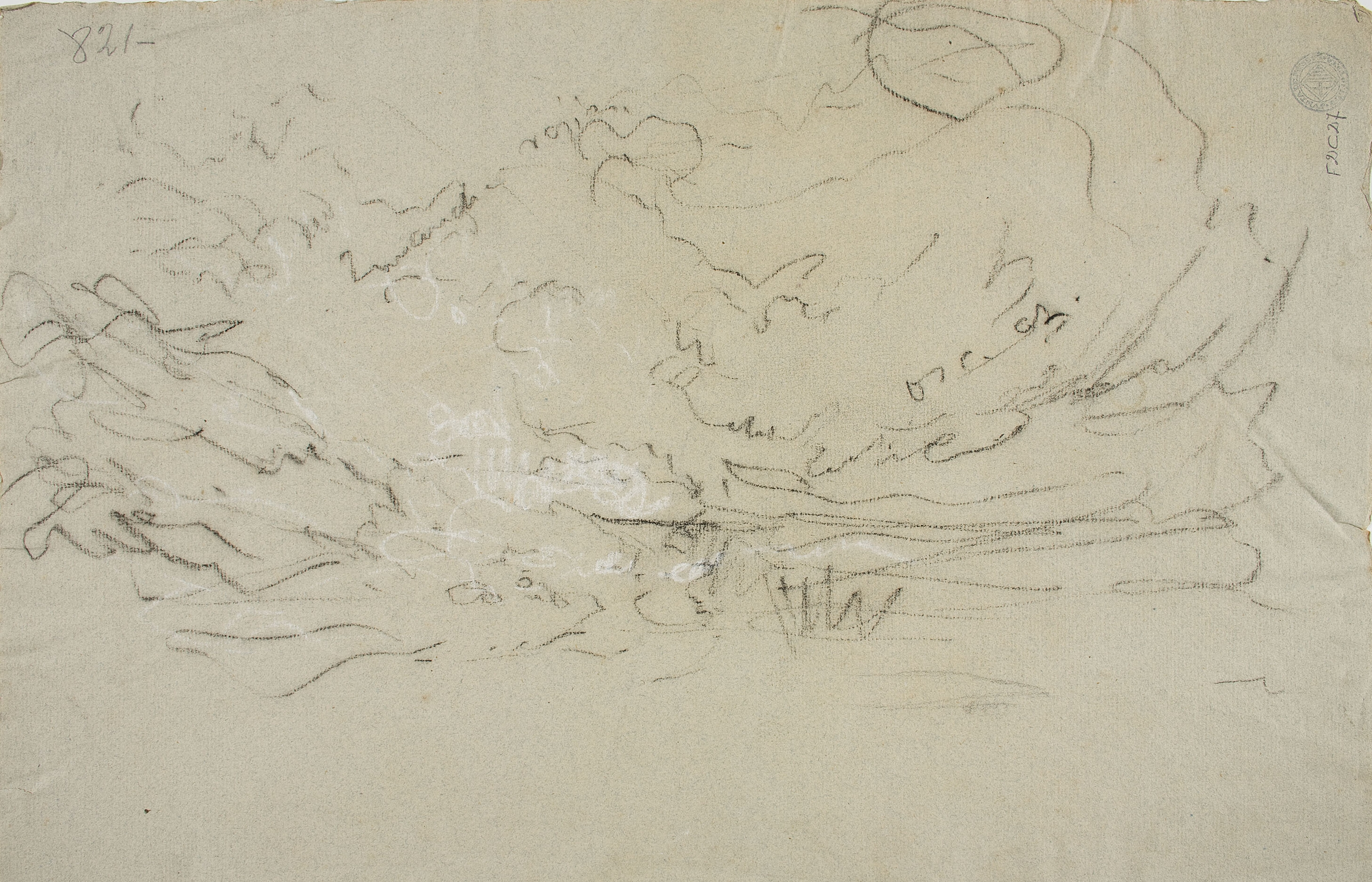 image for: Ramon Martí i Alsina - Estudi de figures per a un quadre (anvers) / Apunts de paisatge (revers) - Cap a 1875-1880 [1]