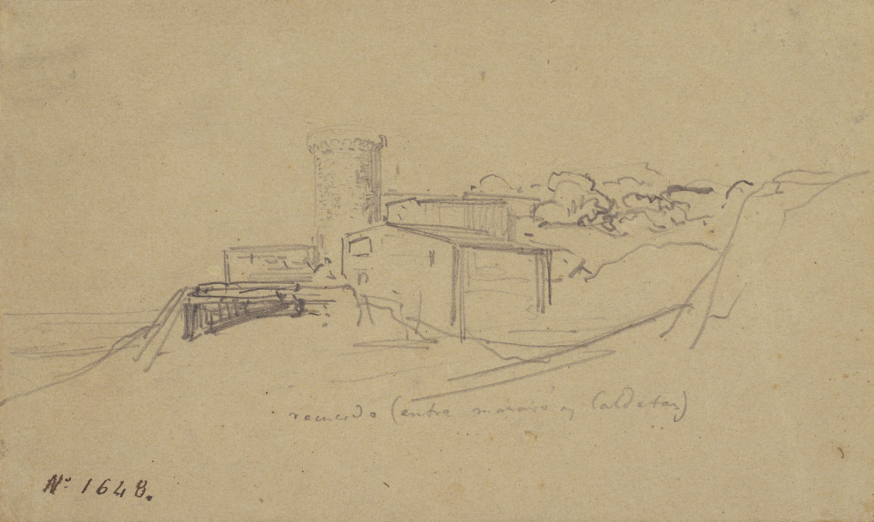 image for: Ramon Martí i Alsina - Castell situat entre Mataró i Caldetes - Cap a 1855-1860