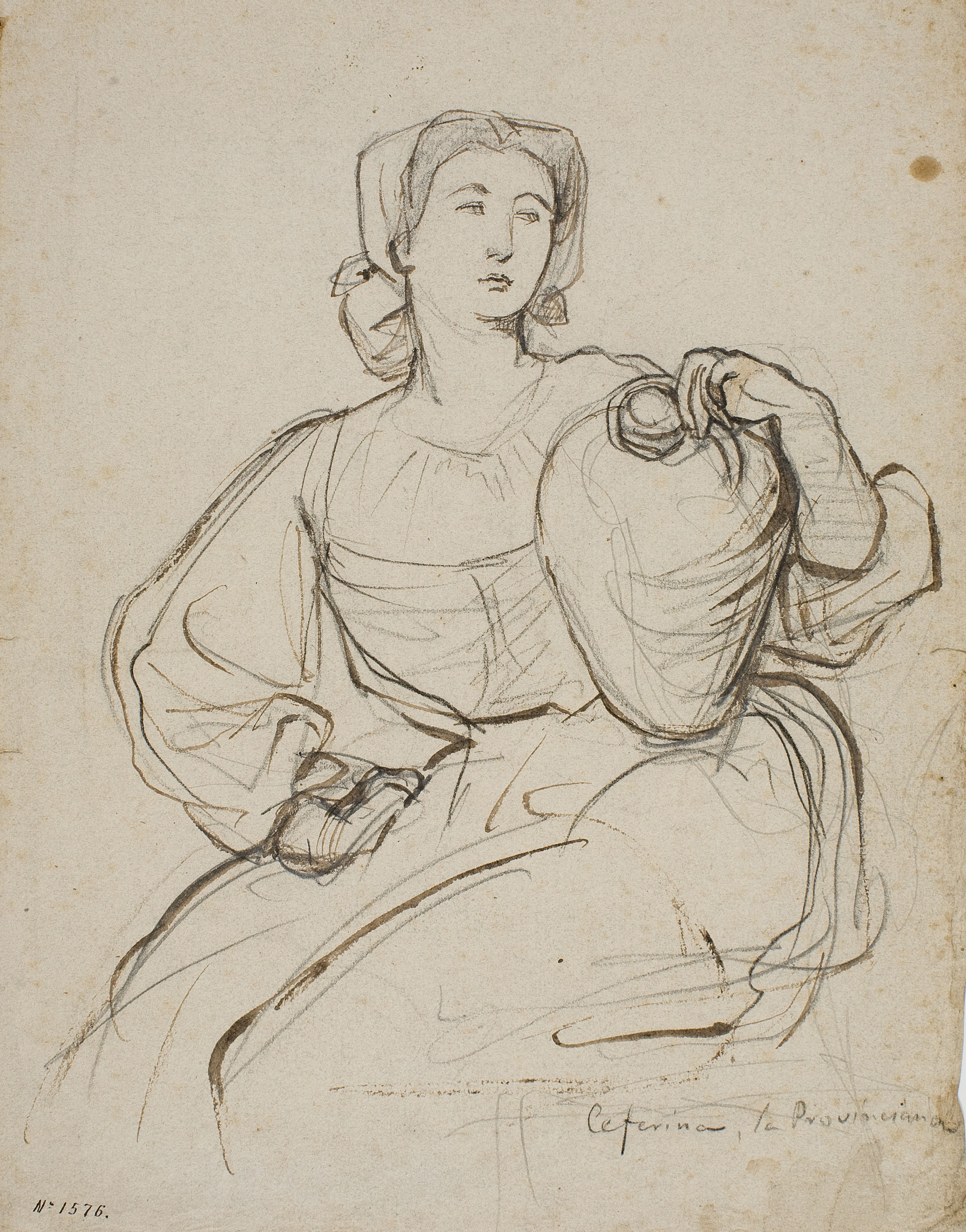 image for: Ramon Martí i Alsina - Ceferina la Provinciana (anvers) / Apunts de figura femenina (revers) - Cap a 1866