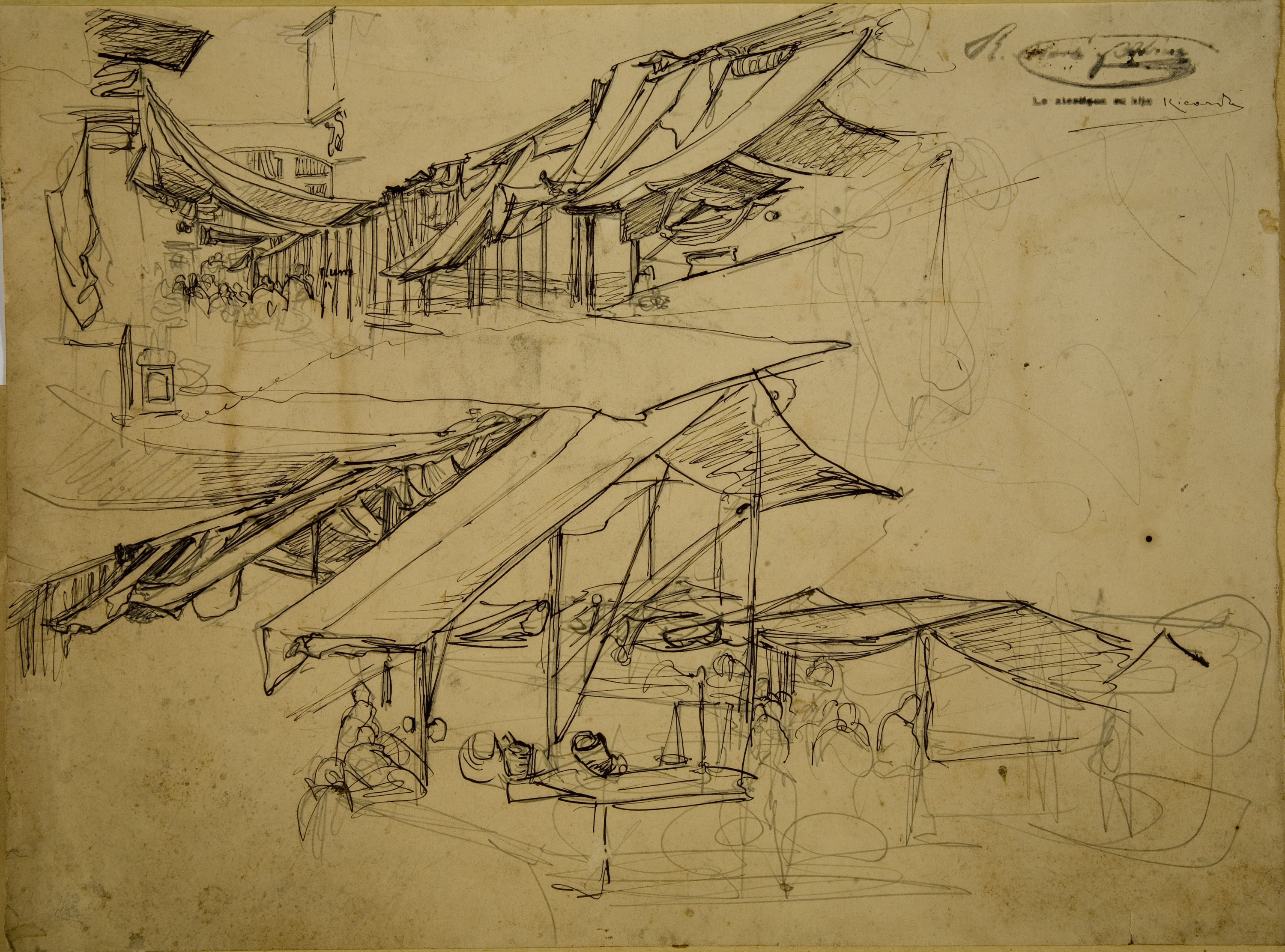 image for: Ramon Martí i Alsina - Apunts de parades de mercat per al quadre «Born Vell» - Cap a 1866