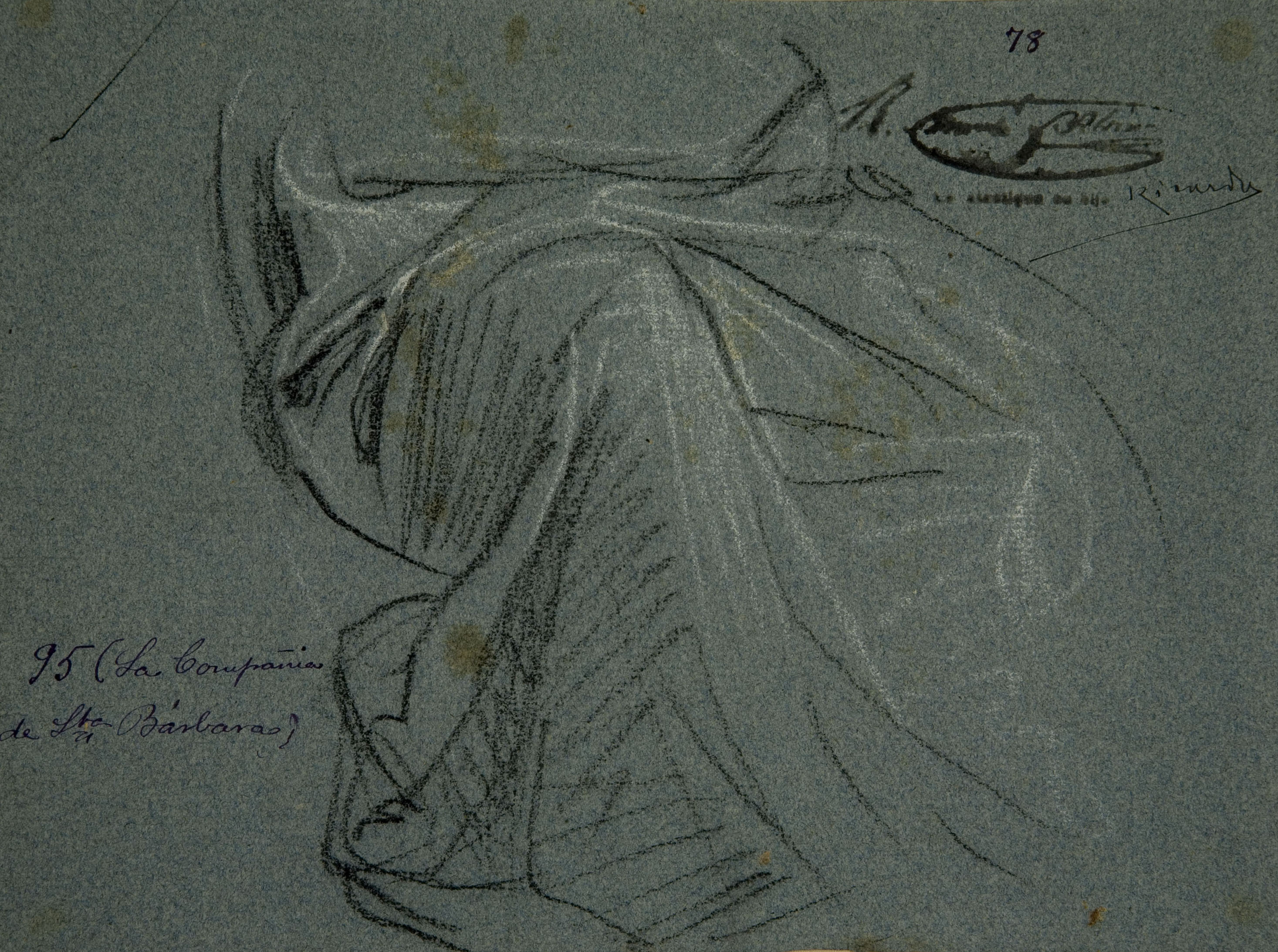 image for: Ramon Martí i Alsina - Estudi de faldilla per al quadre «La companyia de Santa Bàrbara» - Cap a 1891