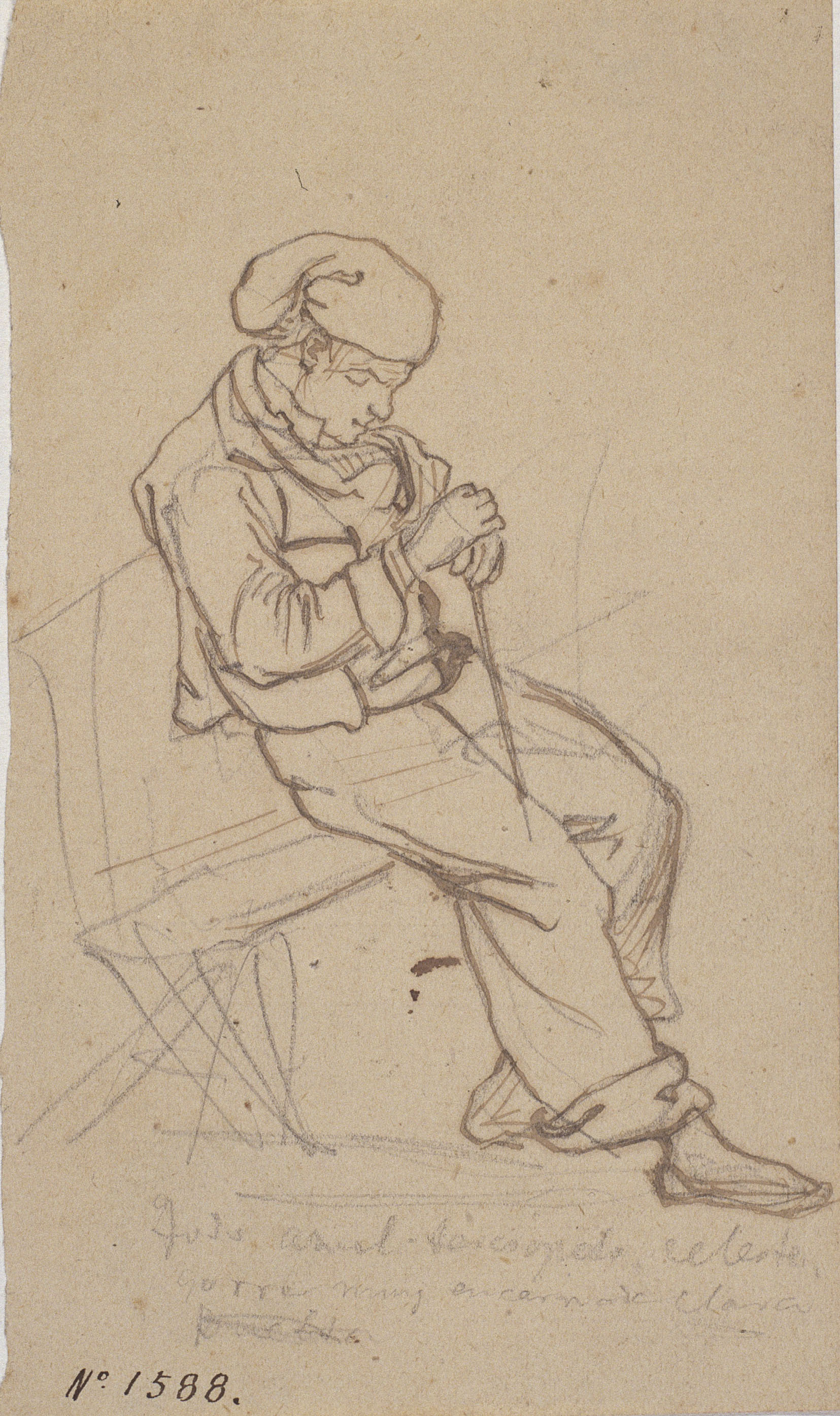 image for: Ramon Martí i Alsina - Pagès adormit - Cap a 1850-1855