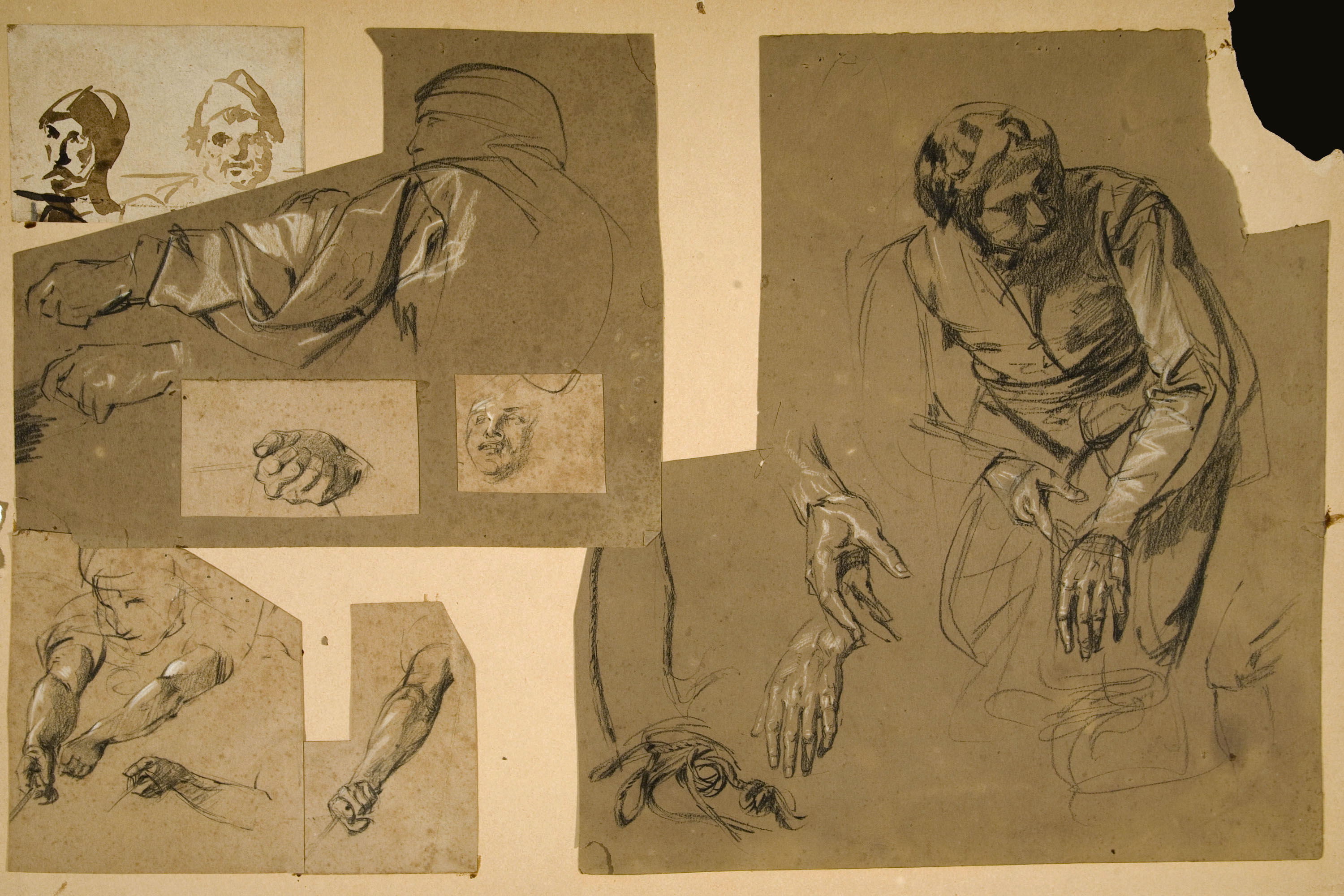 image for: Ramon Martí i Alsina - Apunts diversos de figures i braços - Cap a 1860-1870