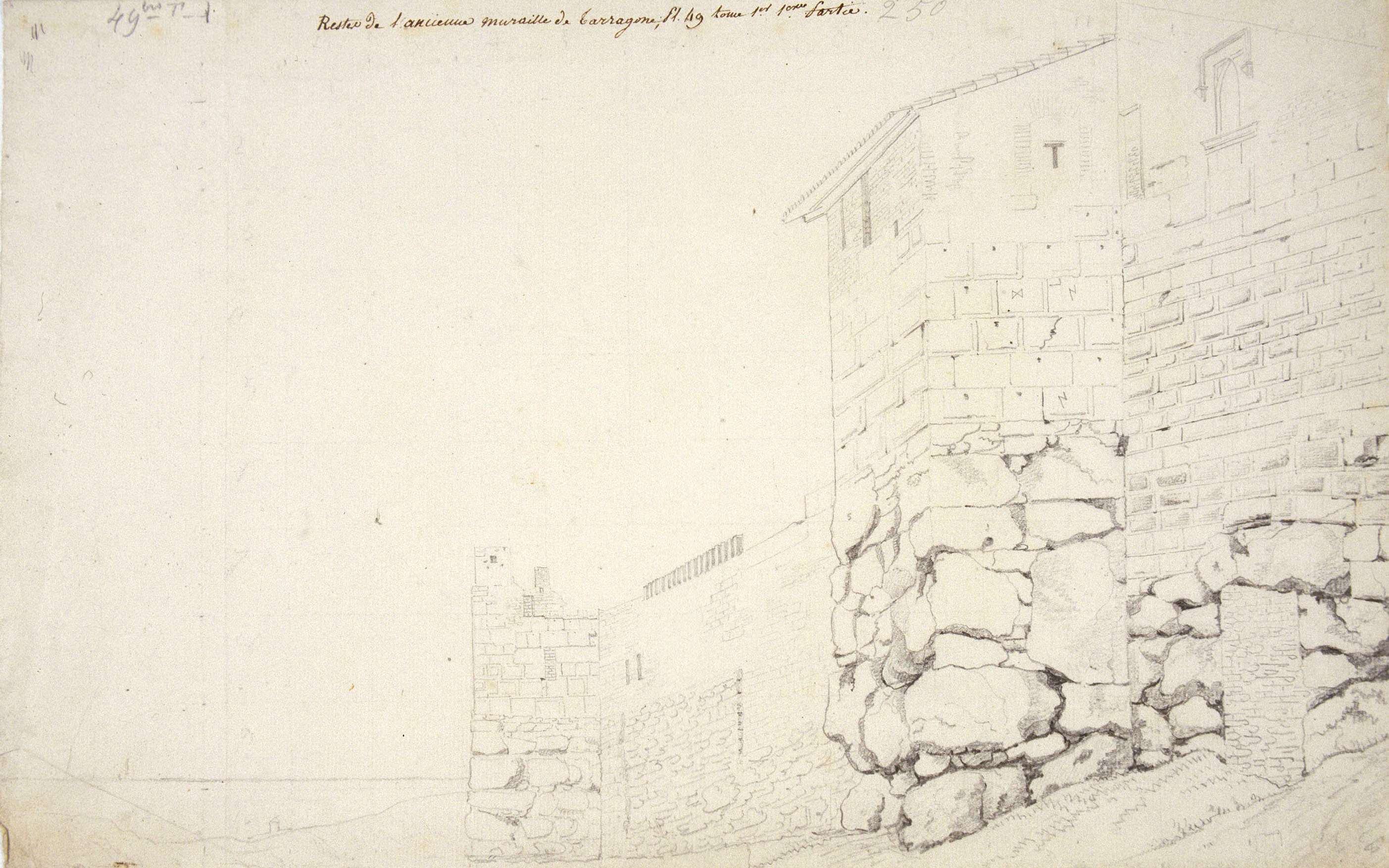 image for: Alexandre de Laborde - Restes de l&#039;antiga muralla de la ciutat de Tarragona - Cap a 1801-1803