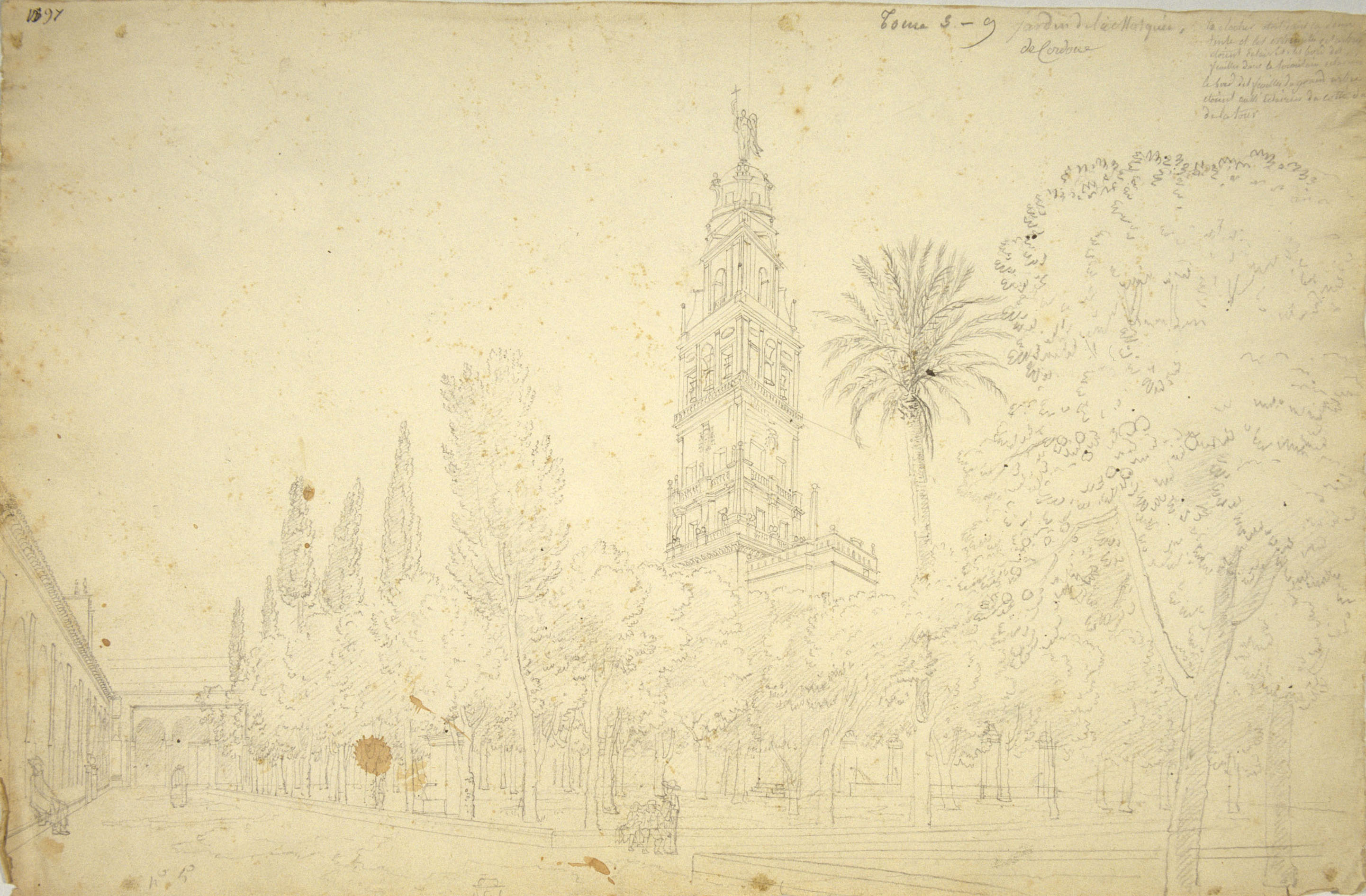 image for: François Ligier - Vista del jardí de la mesquita de Còrdova - Cap a 1801-1803