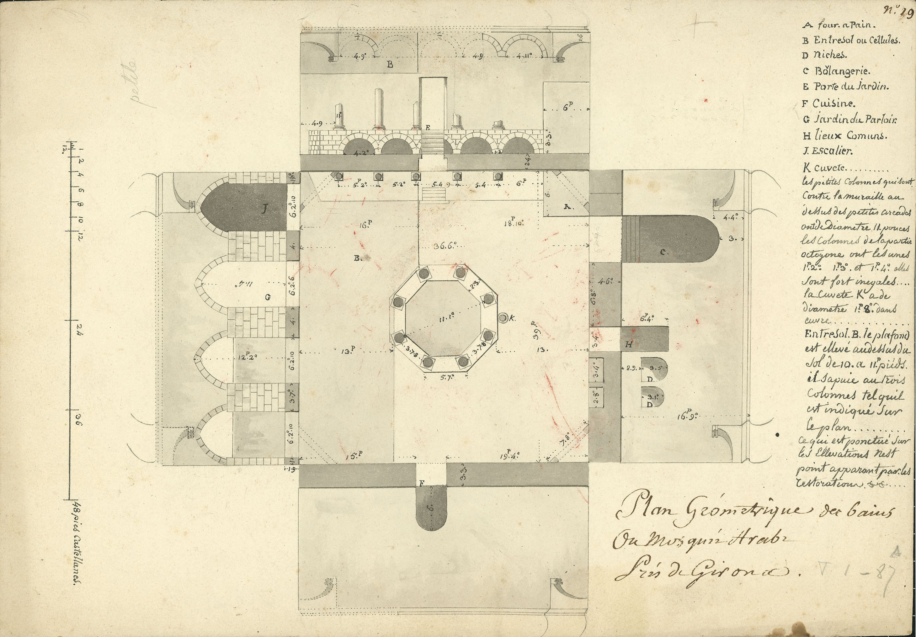 image for: Jacques Moulinier - Plànol geomètric i alçat dels banys àrabs de Girona - Cap a 1801-1803