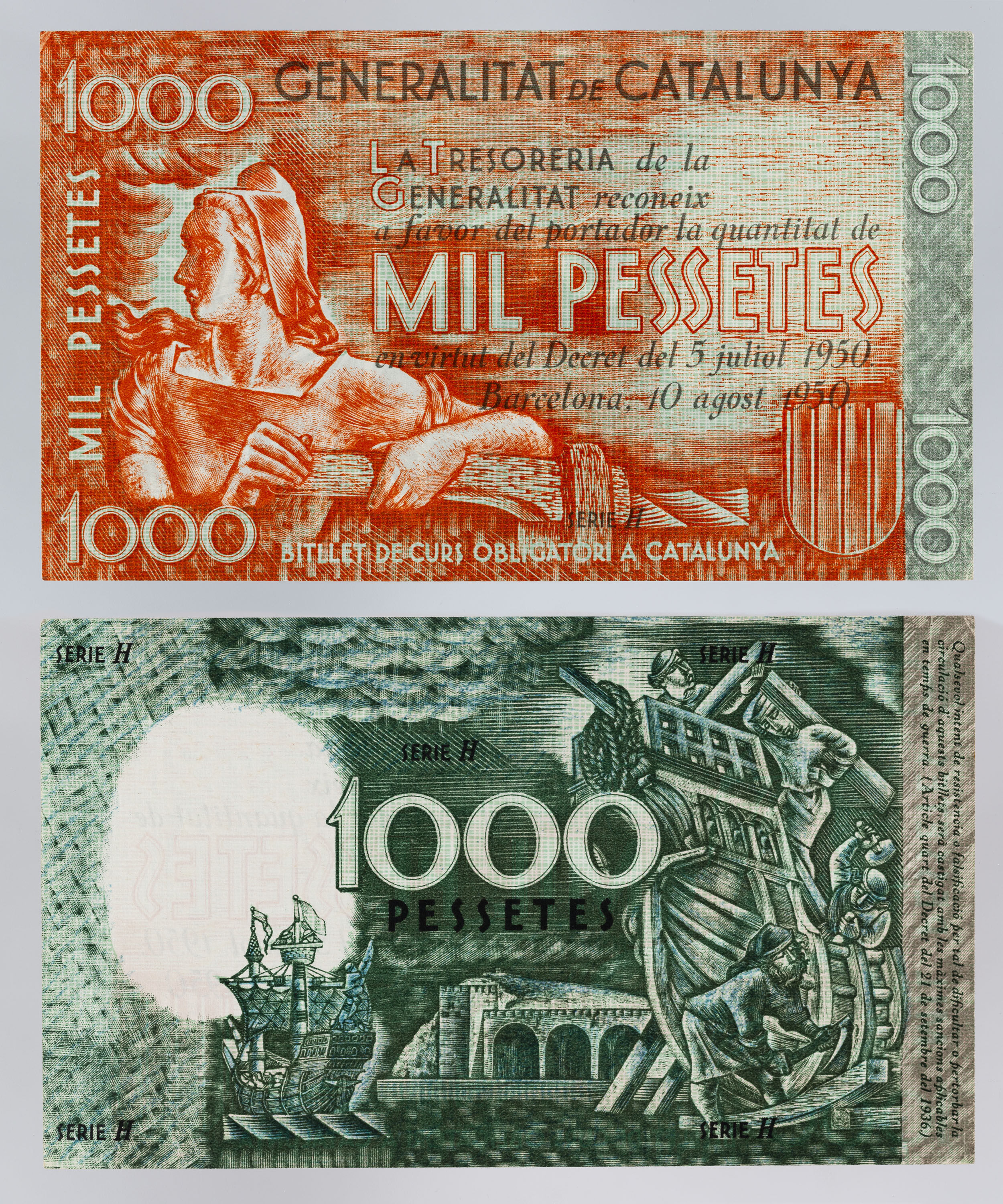 image for: Generalitat de Catalunya - 1000 pessetes (proves no adoptades) - 1936-1937 (1950)